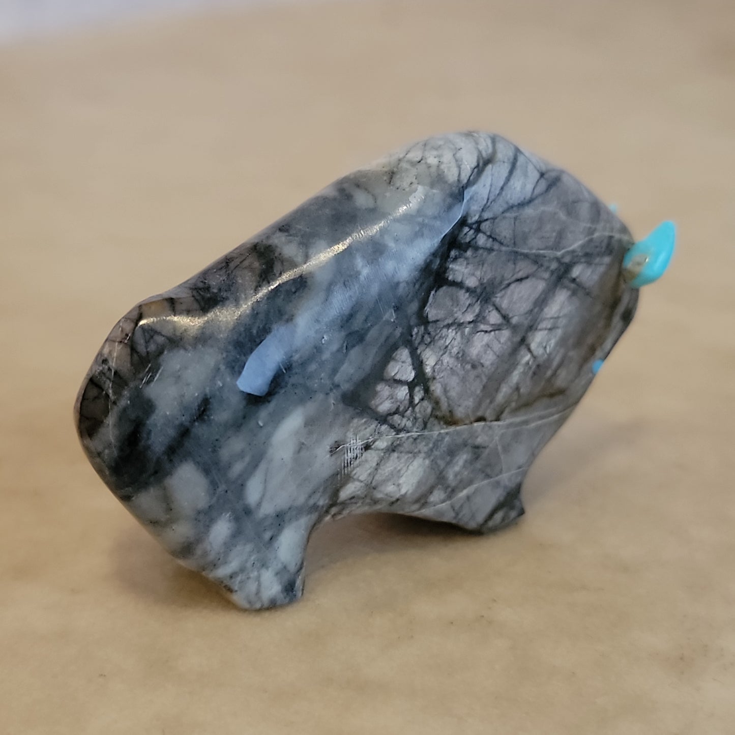 Classic Picasso Marble Bison/Buffalo Zuni Fetish