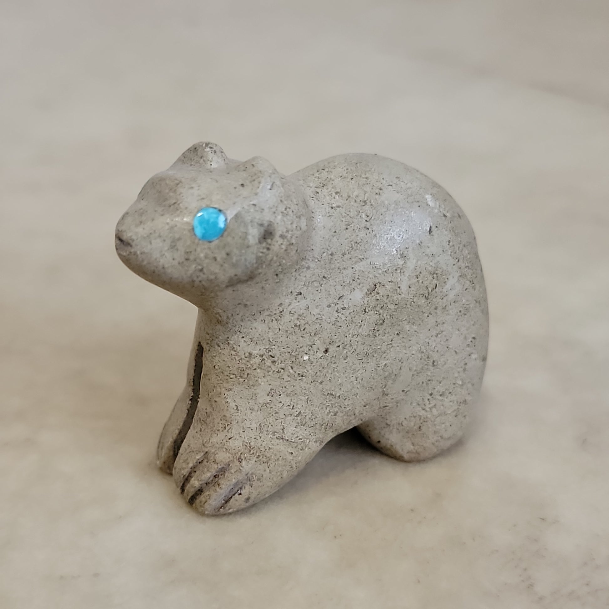 Daniel Chattin Sitting Travertine Bear Cub Zuni Fetish