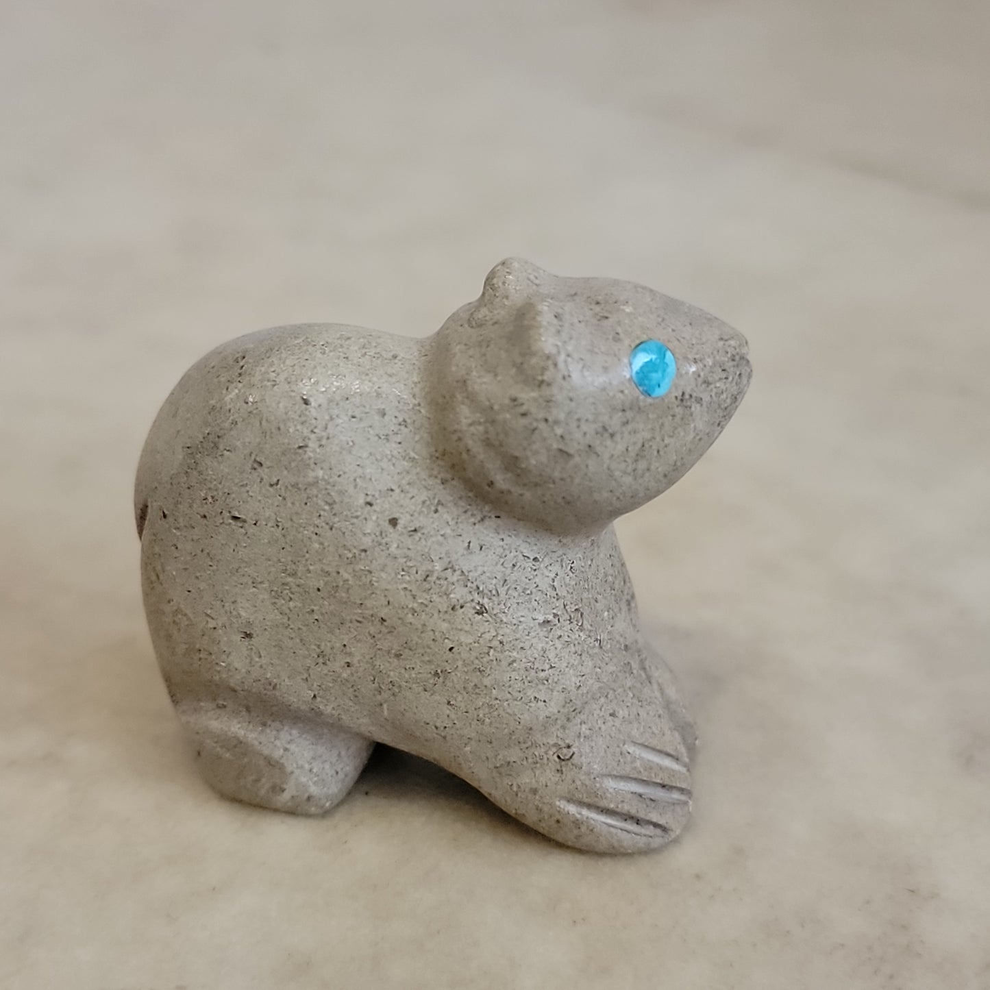 Sitting Travertine Bear Cub Zuni Fetish