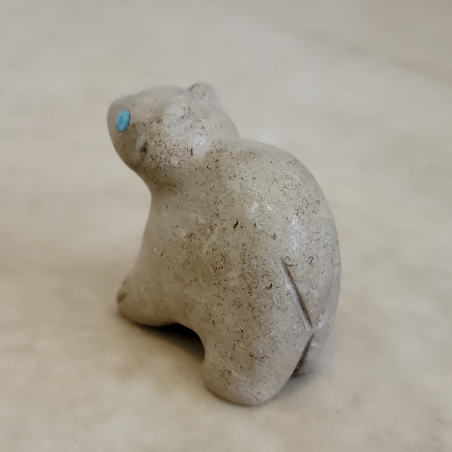 Sitting Travertine Bear Cub Zuni Fetish