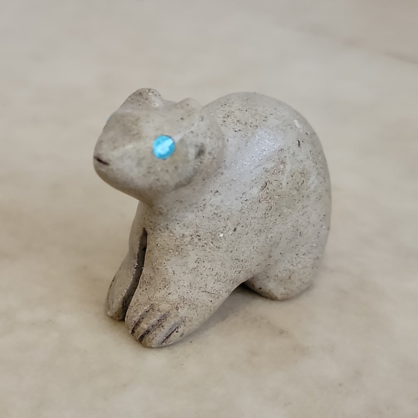 Sitting Travertine Bear Cub Zuni Fetish