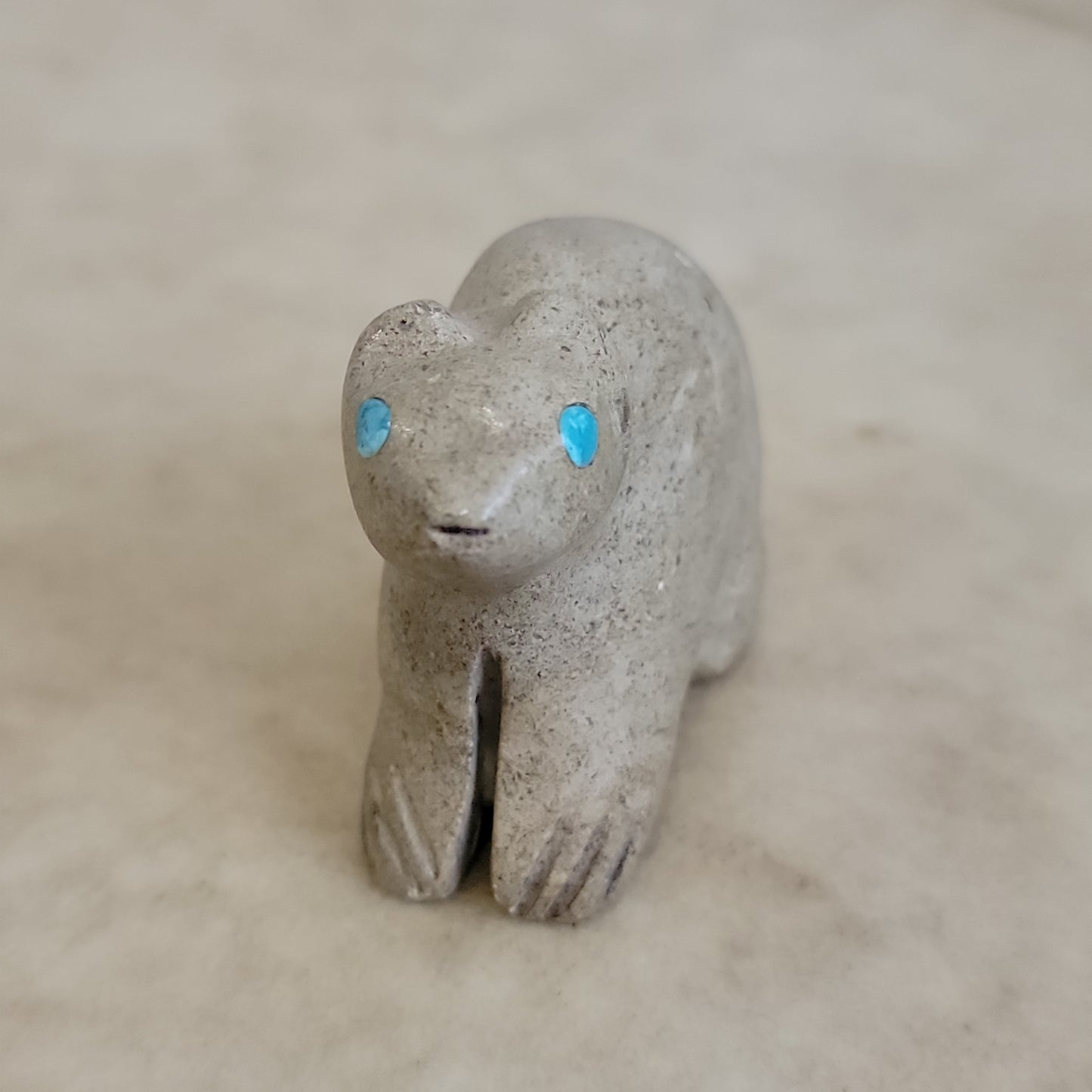 Sitting Travertine Bear Cub Zuni Fetish