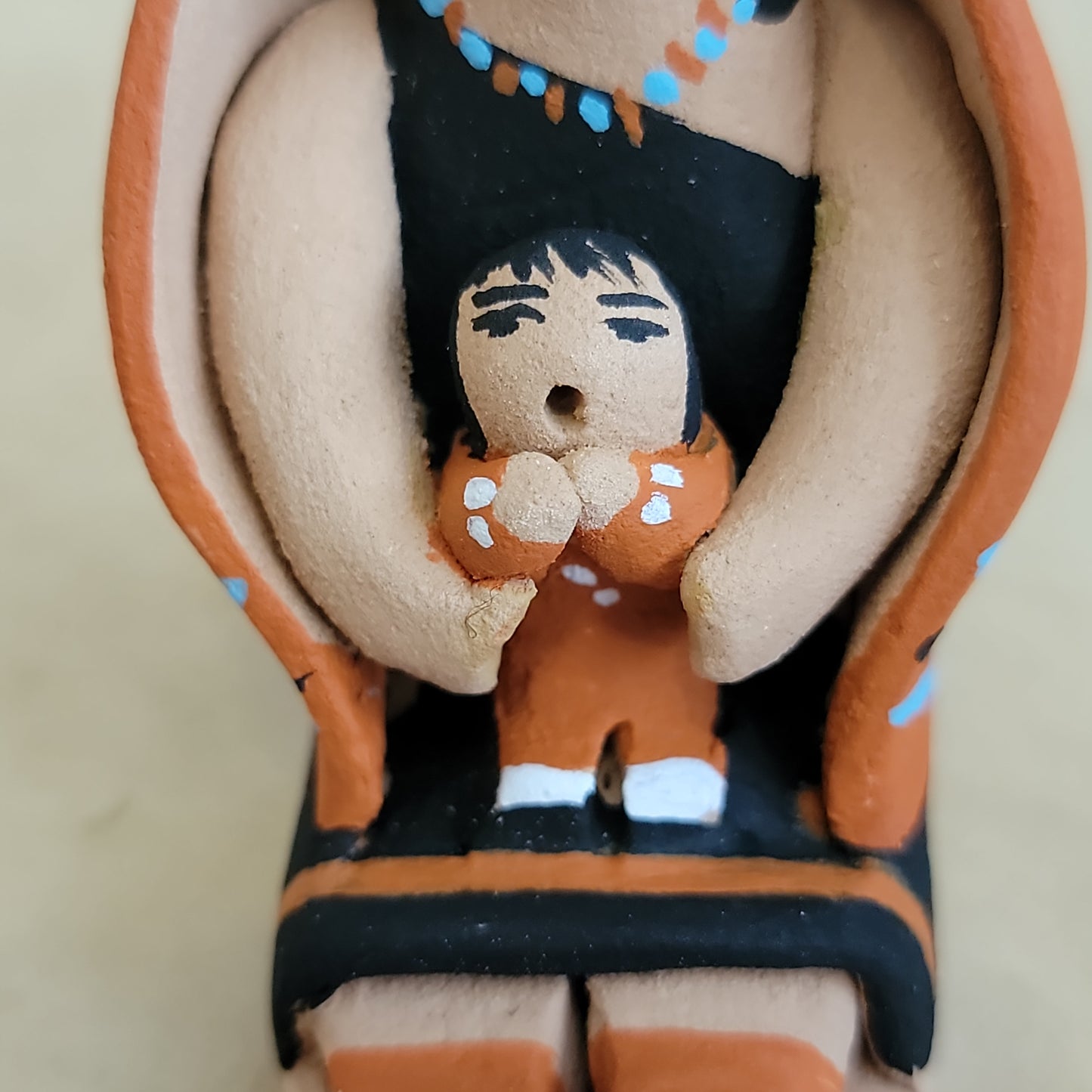 Angie Loretto Jemez Pueblo Pottery Storyteller w/One Baby and Shawl