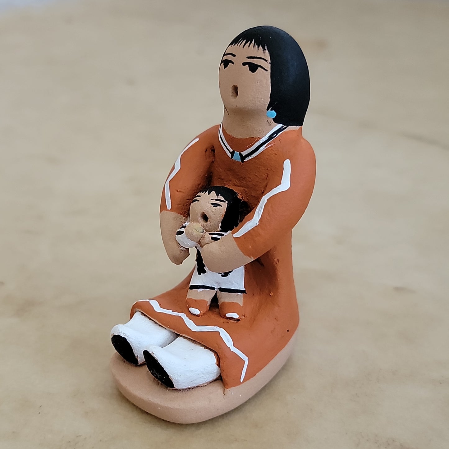 Angie Loretto Jemez Pueblo Pottery Storyteller w/One Child