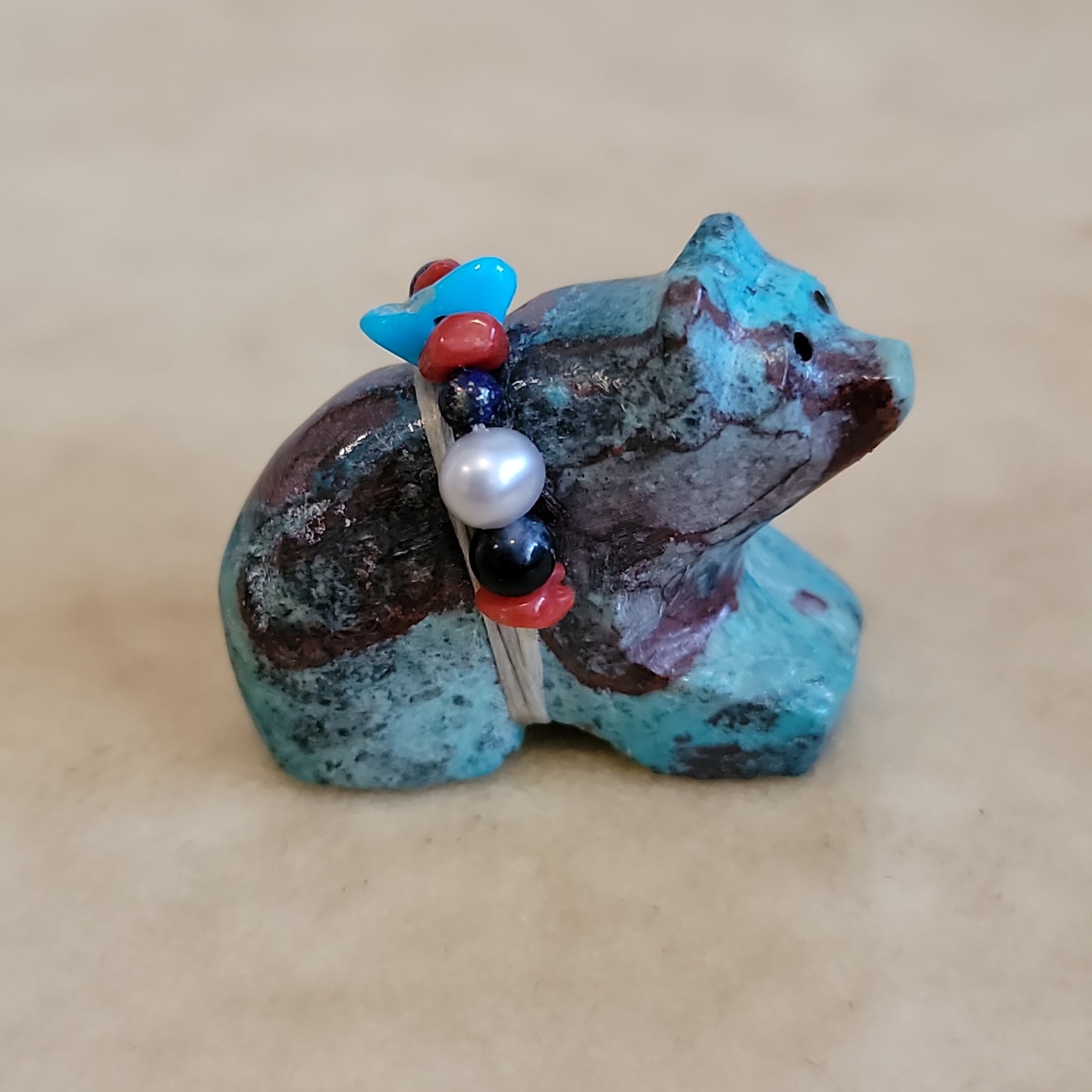 Cheryl Beyuka Fancy Chrysocolla Zuni Fetish Bear