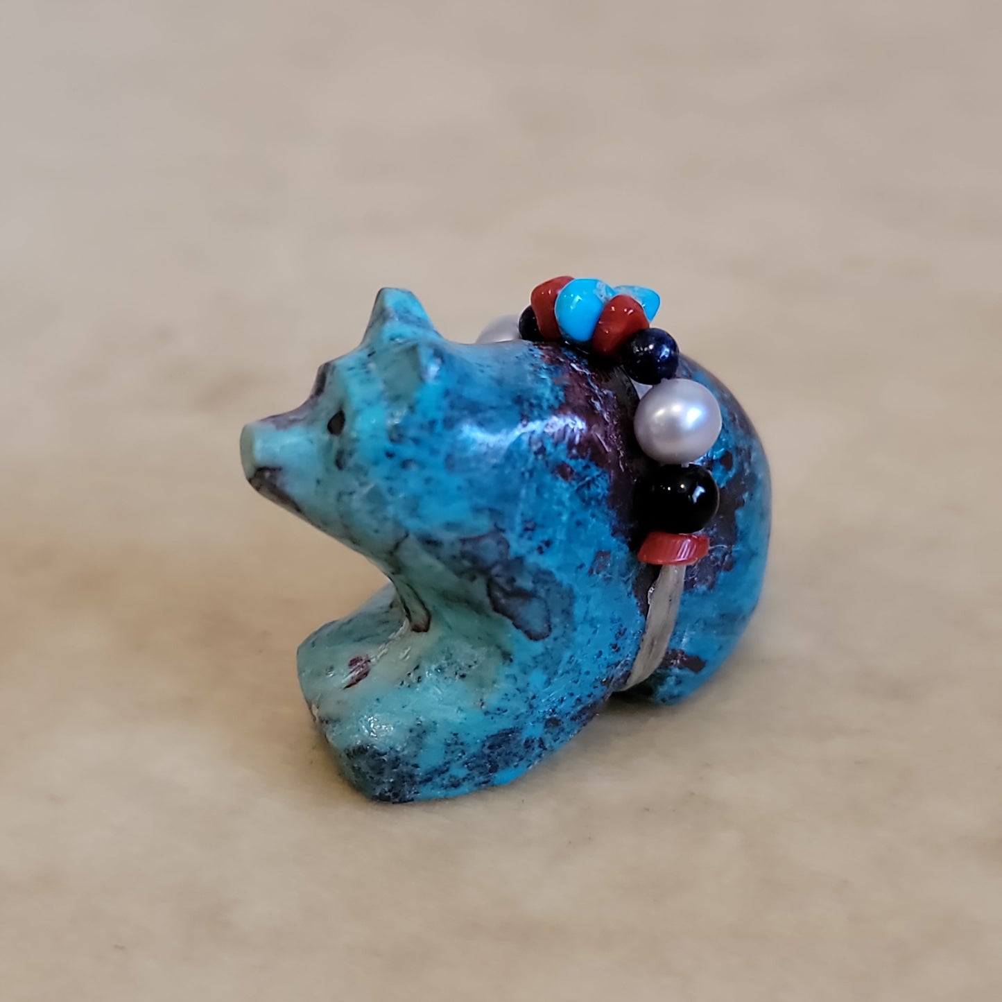 Cheryl Beyuka Fancy Chrysocolla Zuni Fetish Bear