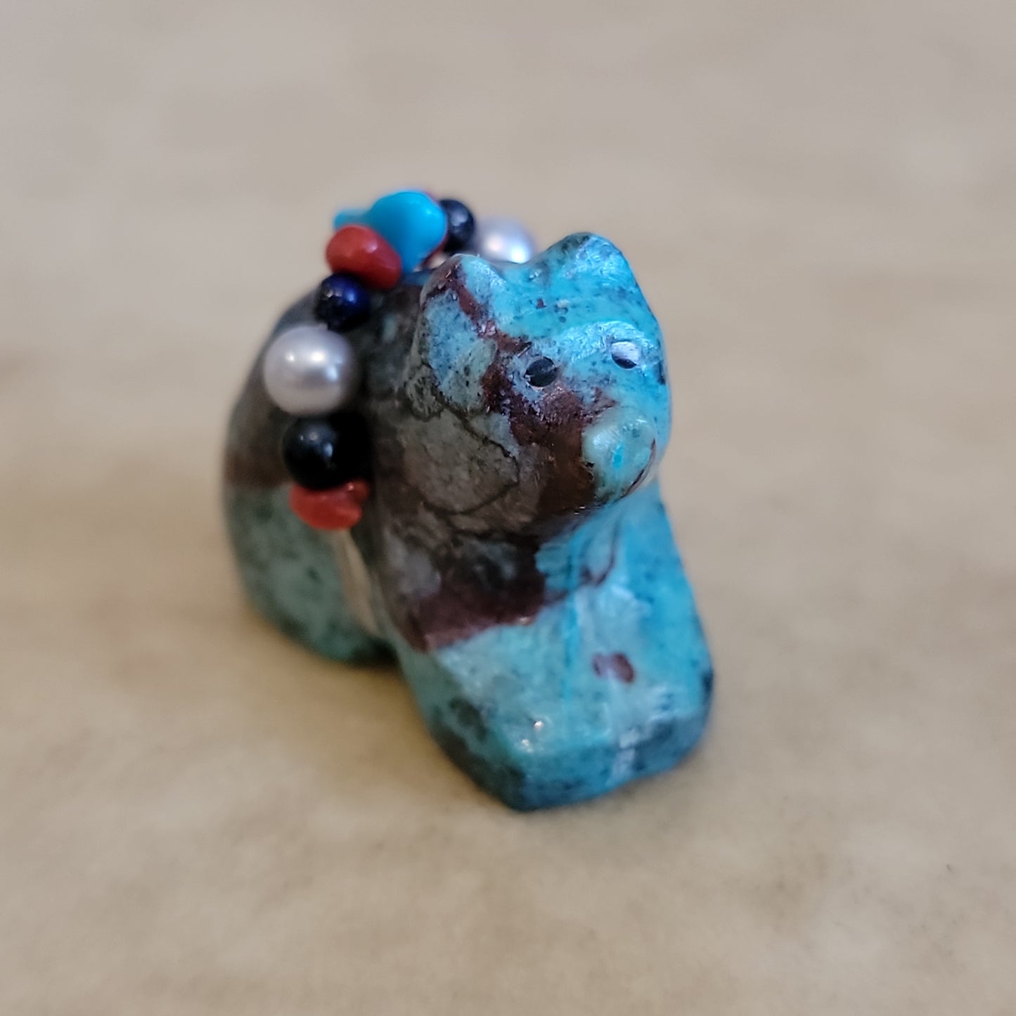 Cheryl Beyuka Fancy Chrysocolla Zuni Fetish Bear