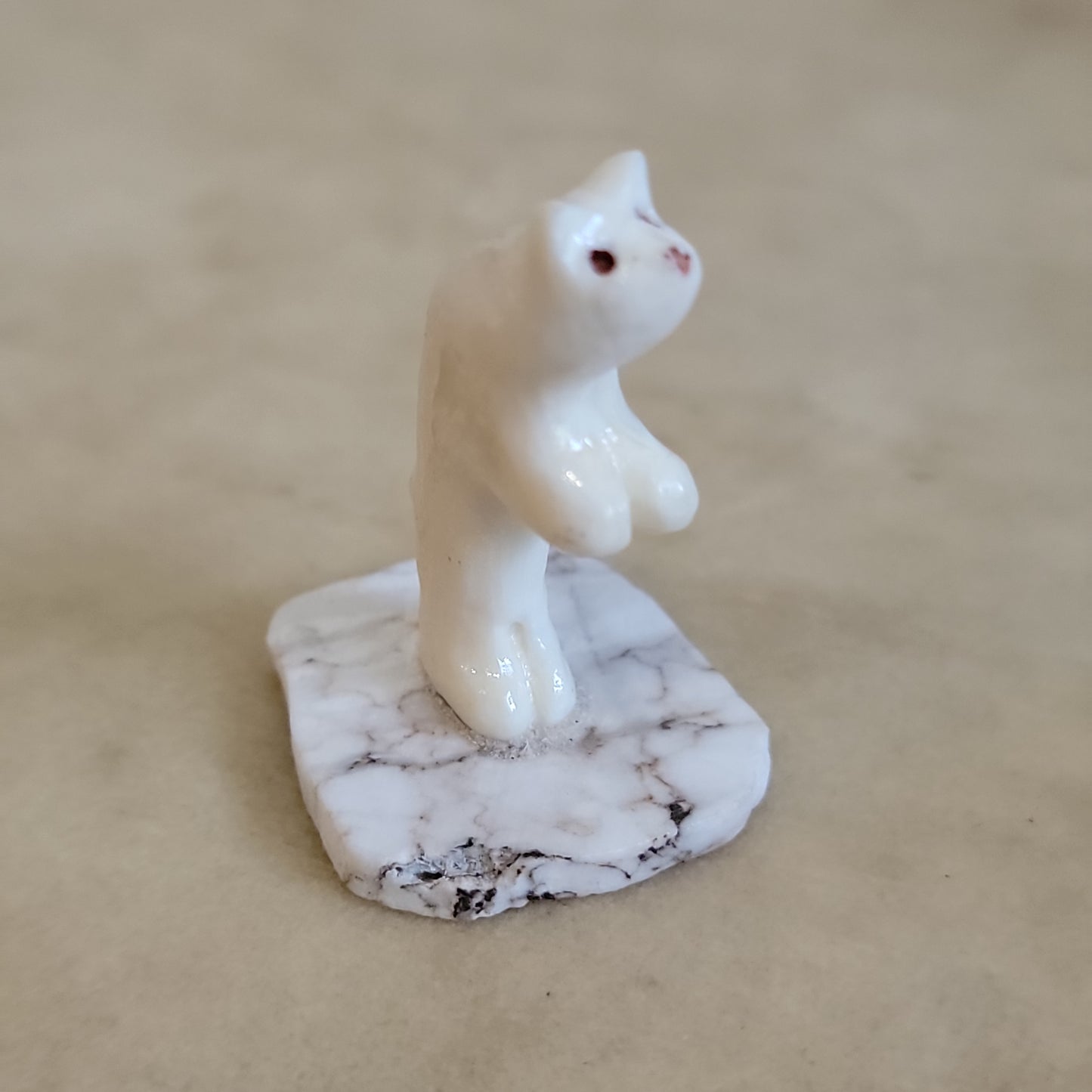 Fossilized Ivory Standing Bear   Zuni Fetish