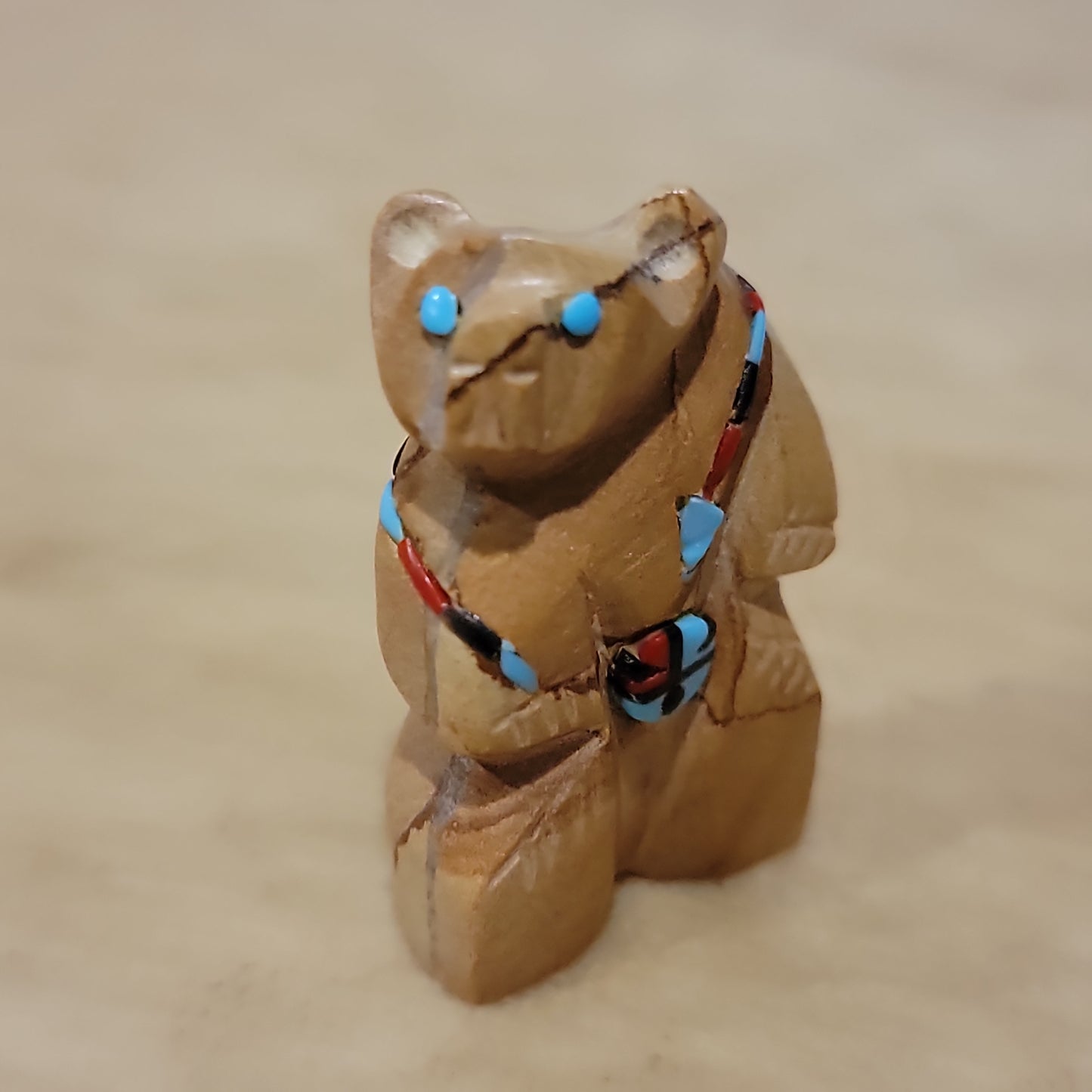 Standing Bear w/Zuni Sun and Wrap Around Heartline Zuni Fetish