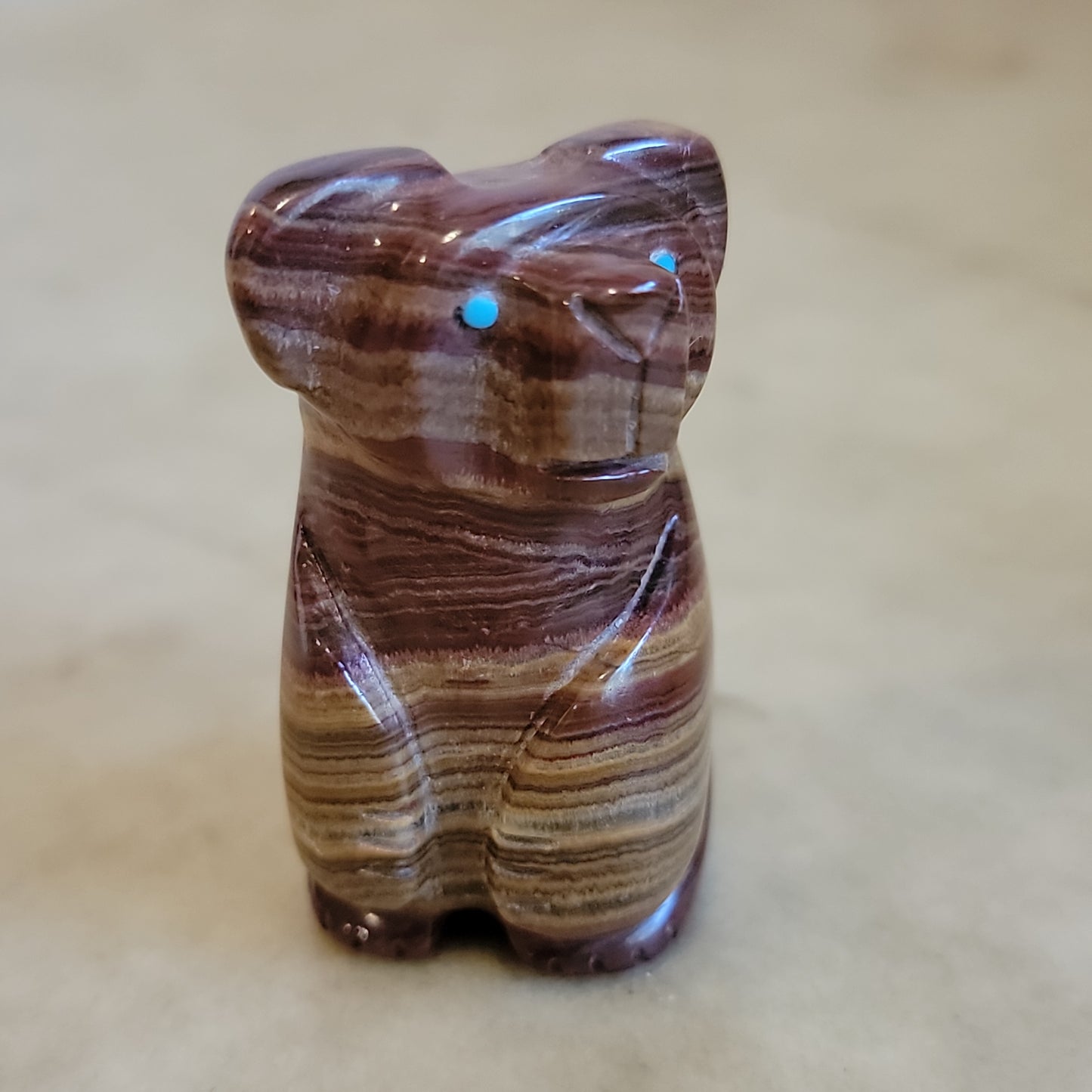 Reynold Lunasee Onyx Standing Bear Zuni Fetish
