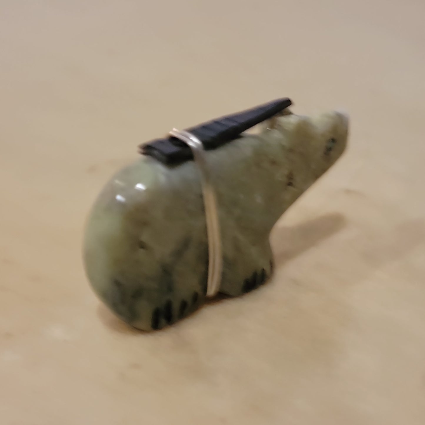 Serpentine Bear w/ Zuni Sun Symbol Zuni Fetish