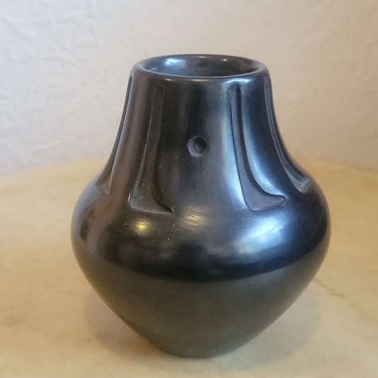 Angela Salazar (D) Santa Clara Blackware Vase Pueblo Pottery