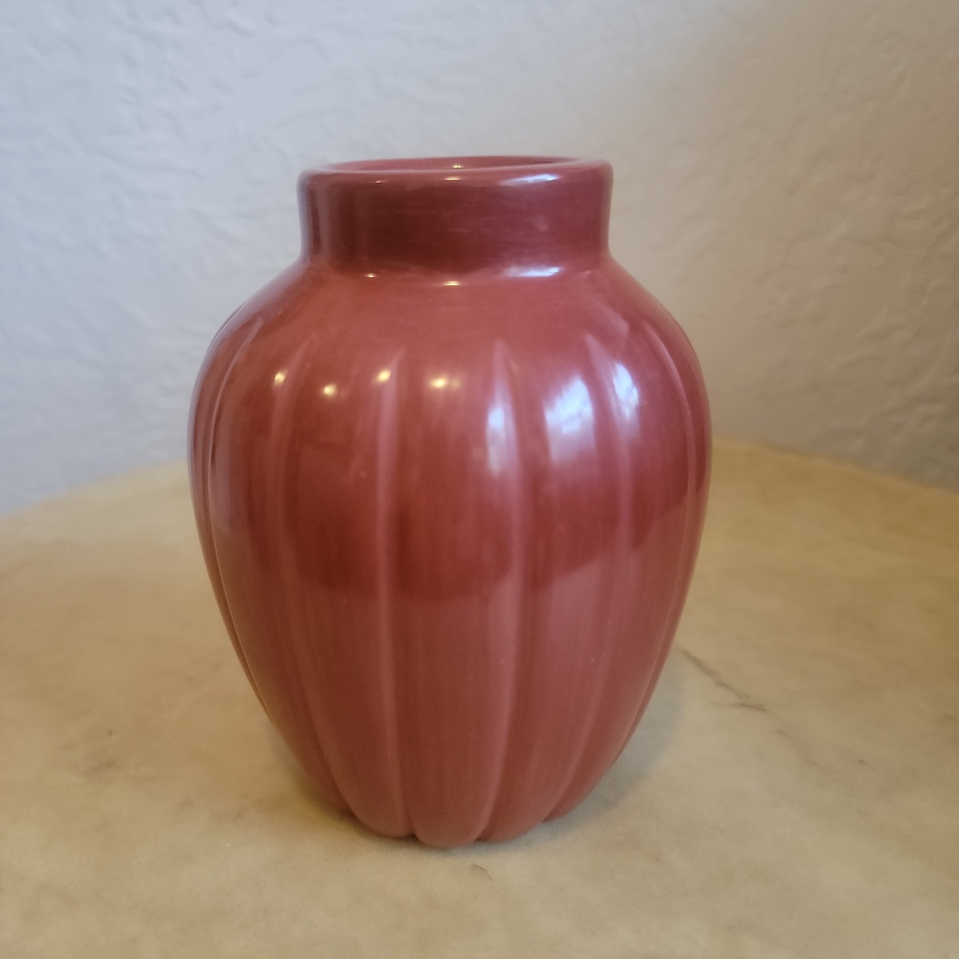 Alvin Baca Santa Clara Pueblo Redware Melon Vase Pueblo Pottery