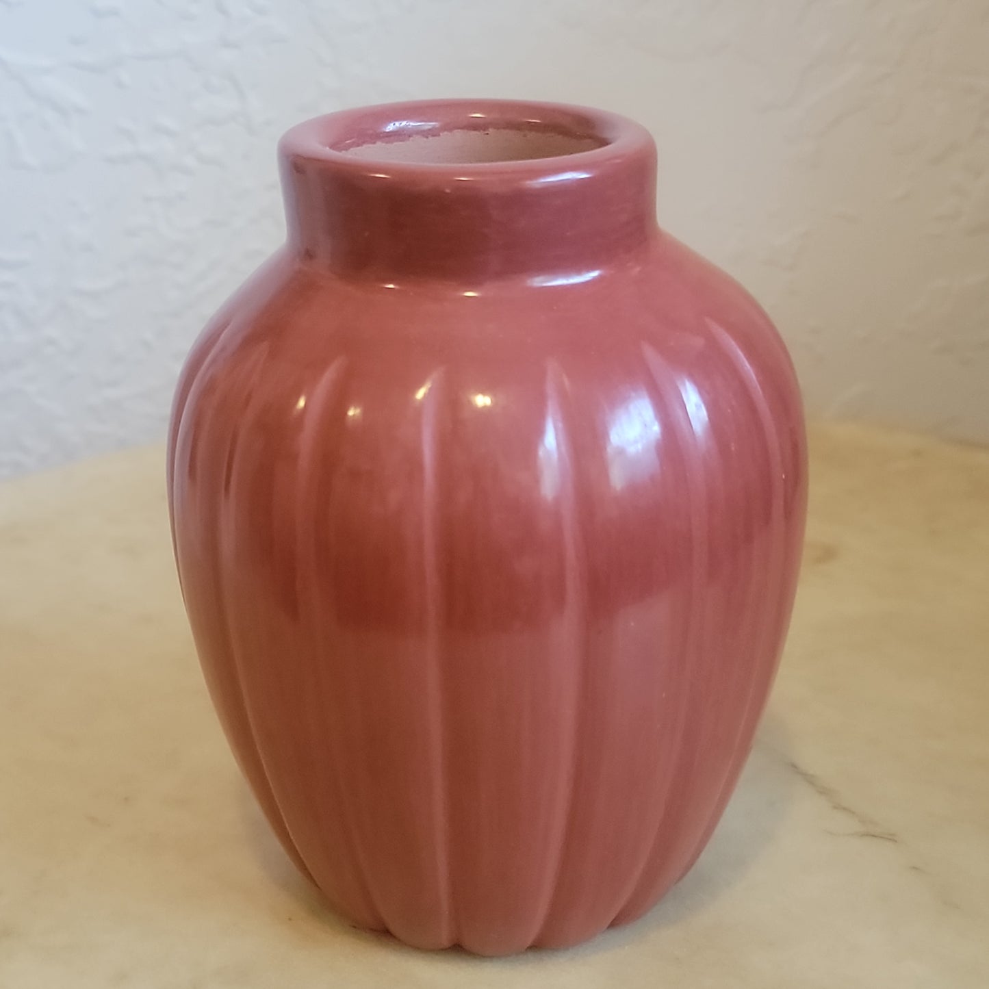 Alvin Baca Santa Clara Pueblo Redware Melon Vase Pueblo Pottery