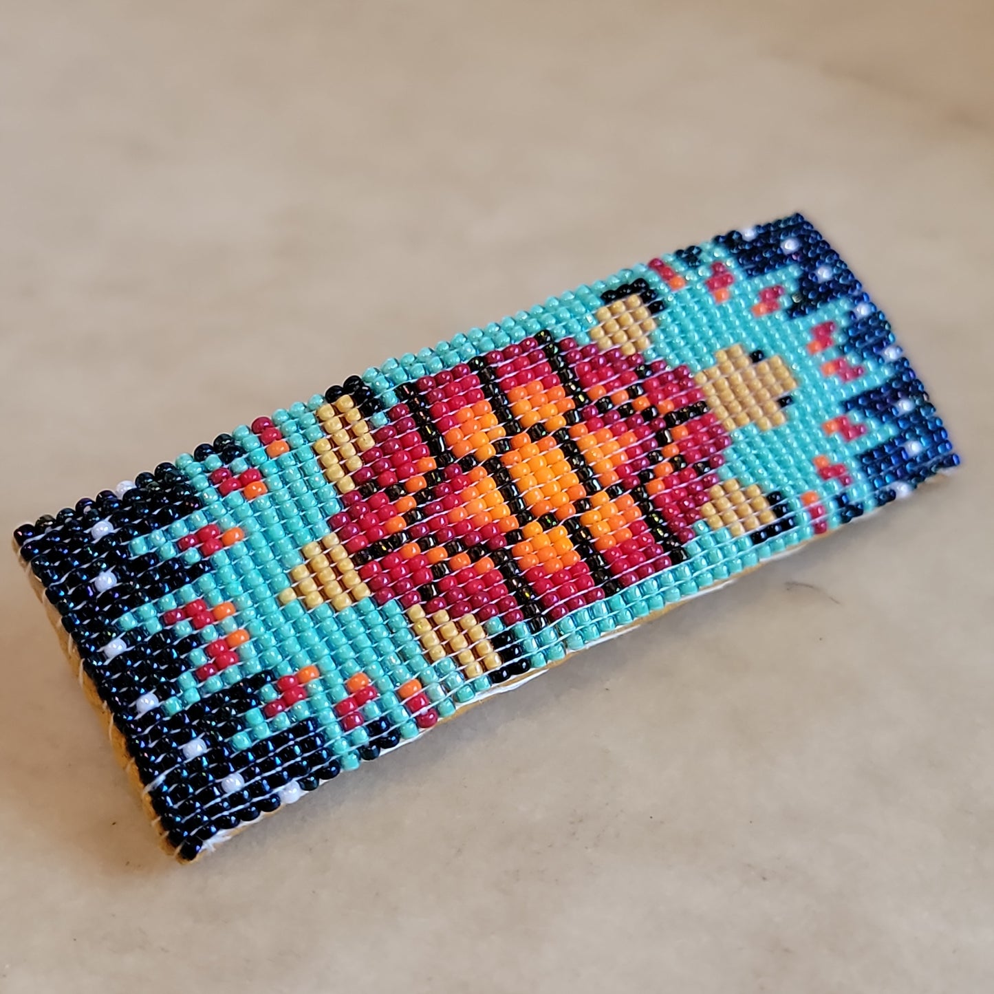 Irene Ashley Navajo Beaded Barrette w/Turtle Pattern Indian Beadwork/Jewelry