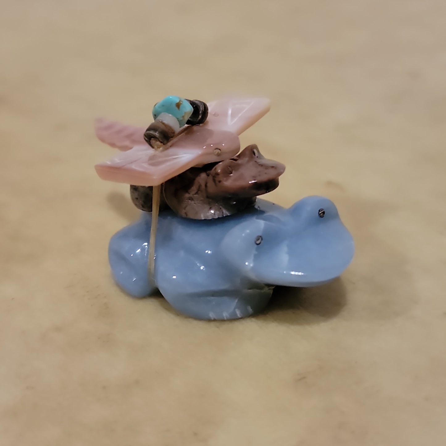 Stacked Frogs and Dragonfly Zuni Fetish