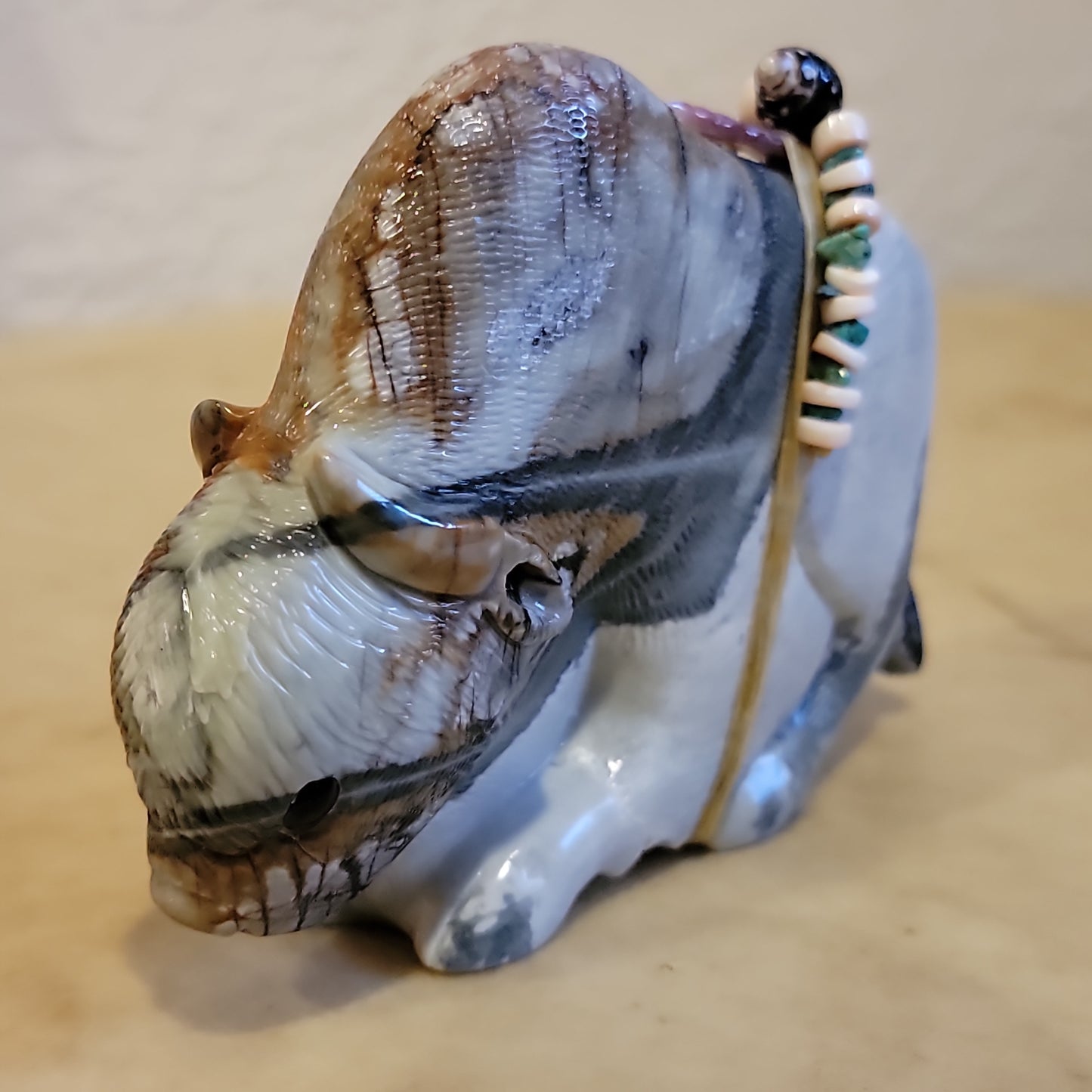 Large Picasso Marble Bison/Buffalo Zuni Fetish