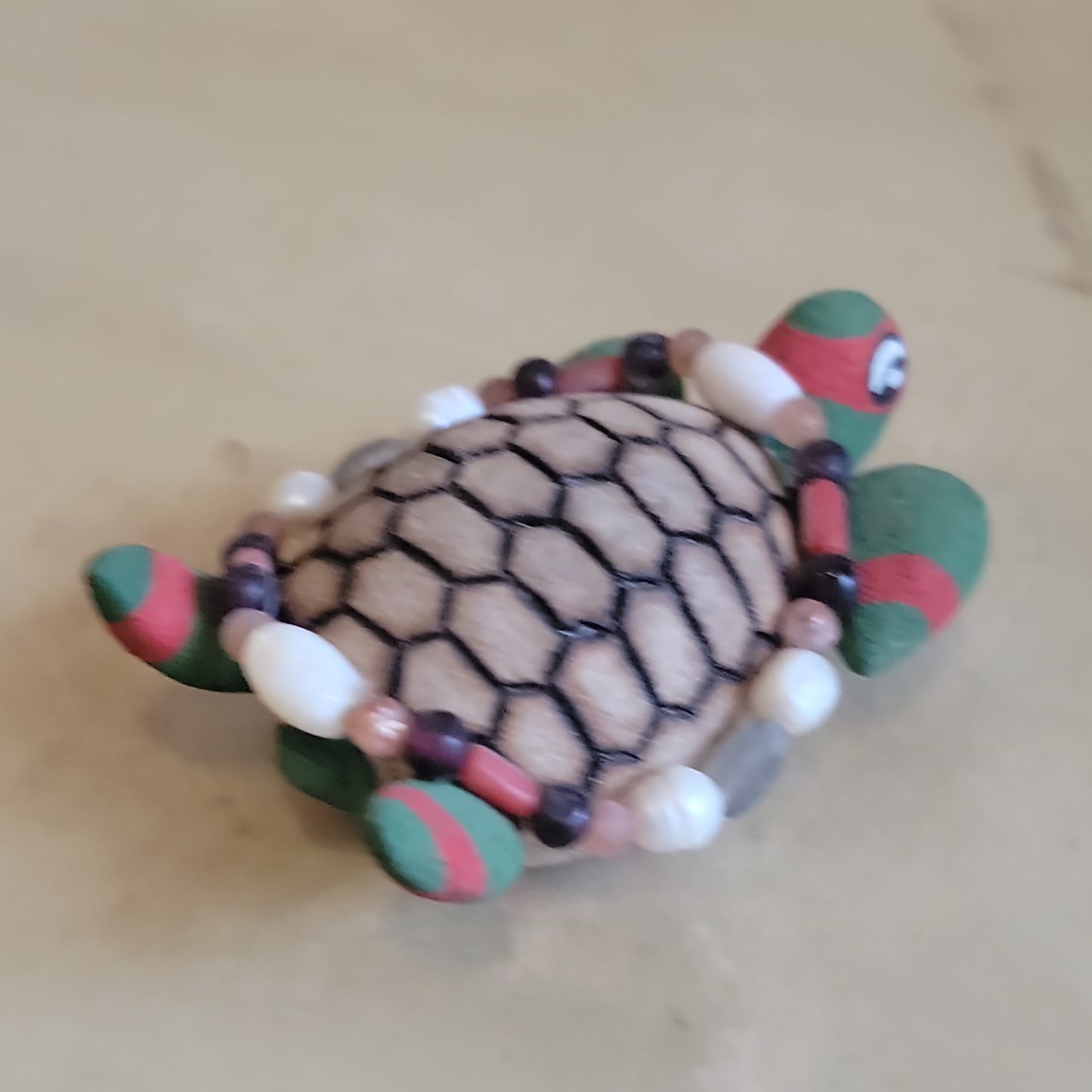 Elise Westika Christmas Cottonwood Root Handpainted Turtle Zuni Fetish/ Folk Art