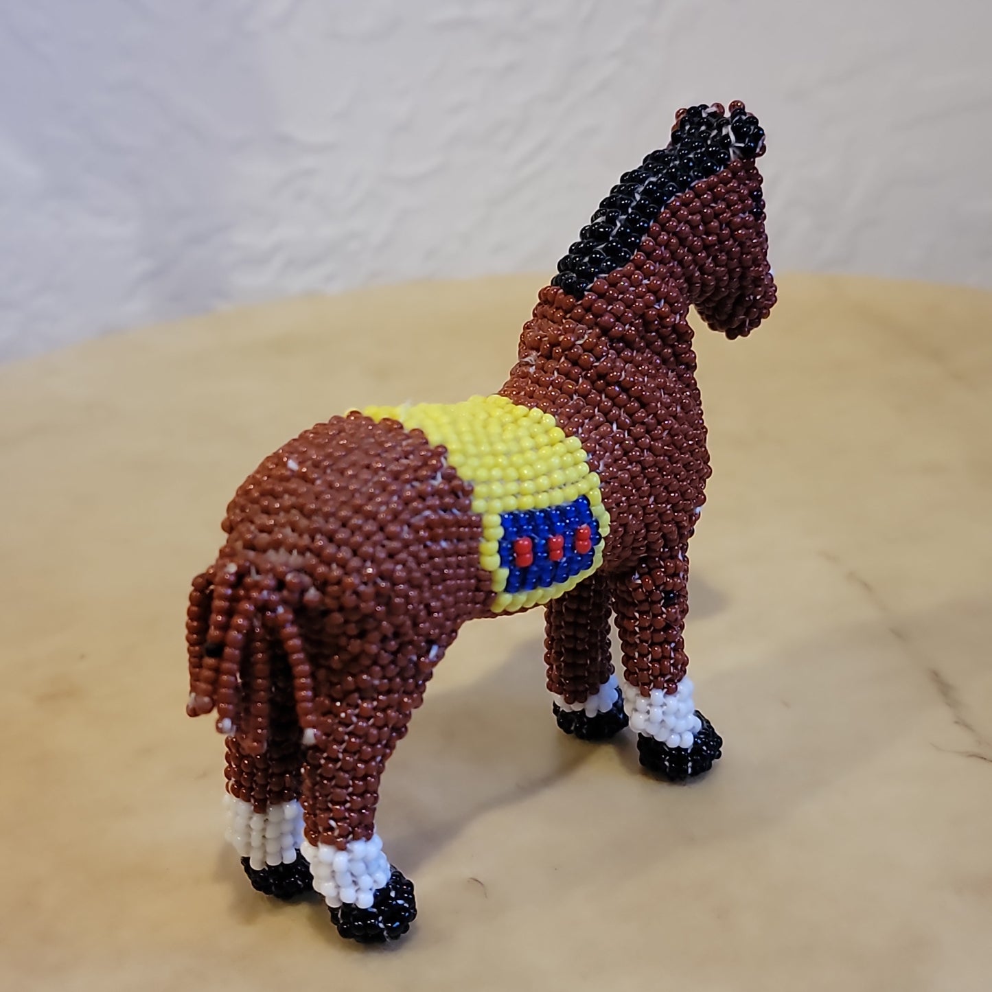 Jeanne Melikan Zuni Fully Beaded Horse w/Saddle Blanket Indian Beadwork