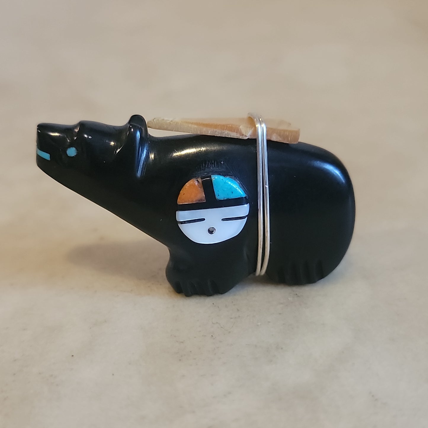 Darren Boone Jet Bear w/ Zuni Sun Symbol Zuni Fetish