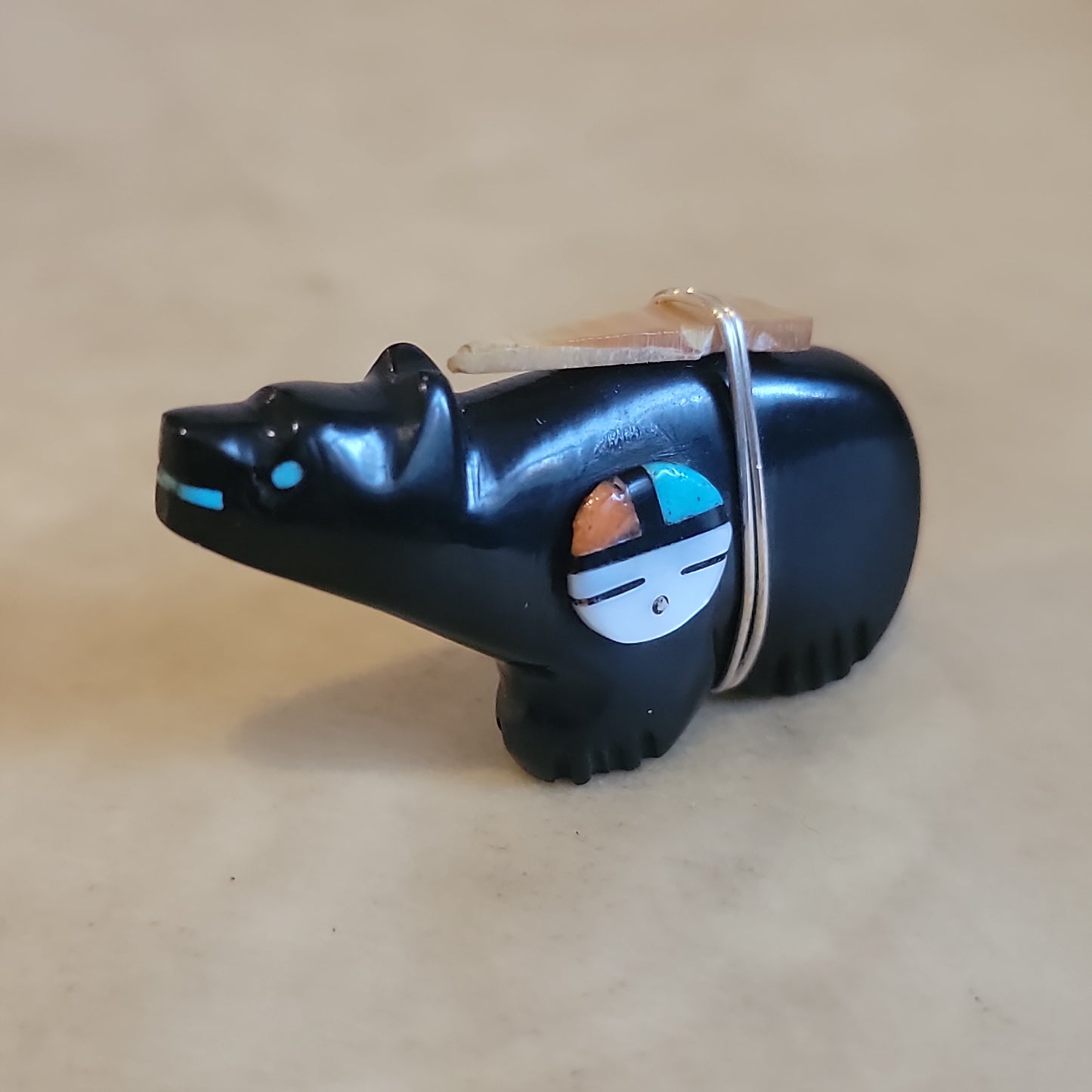 Jet Bear w/ Zuni Sun Symbol Zuni Fetish