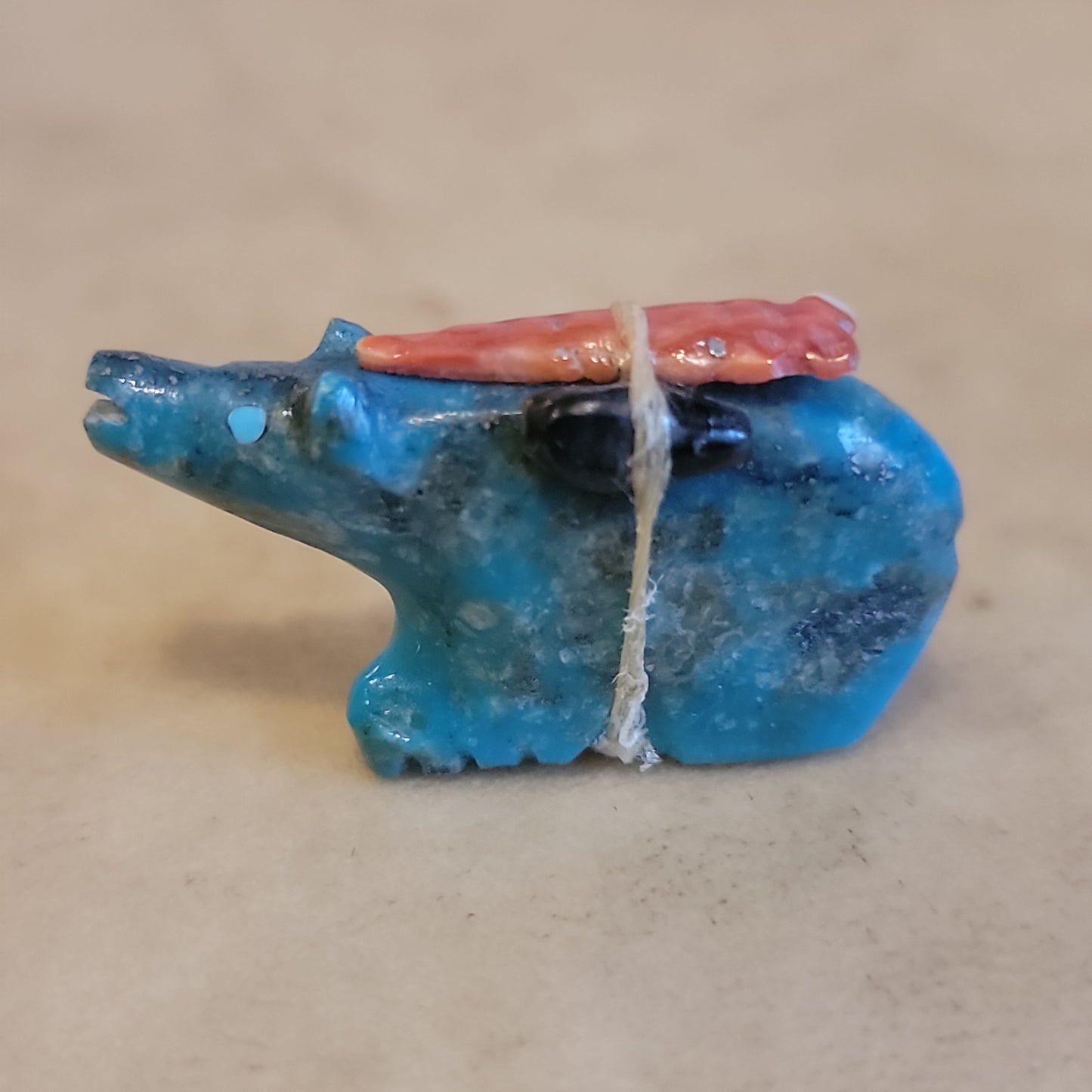 Priscilla Lasiloo Chrysocolla Gazing Bear w/Pack Zuni Fetish