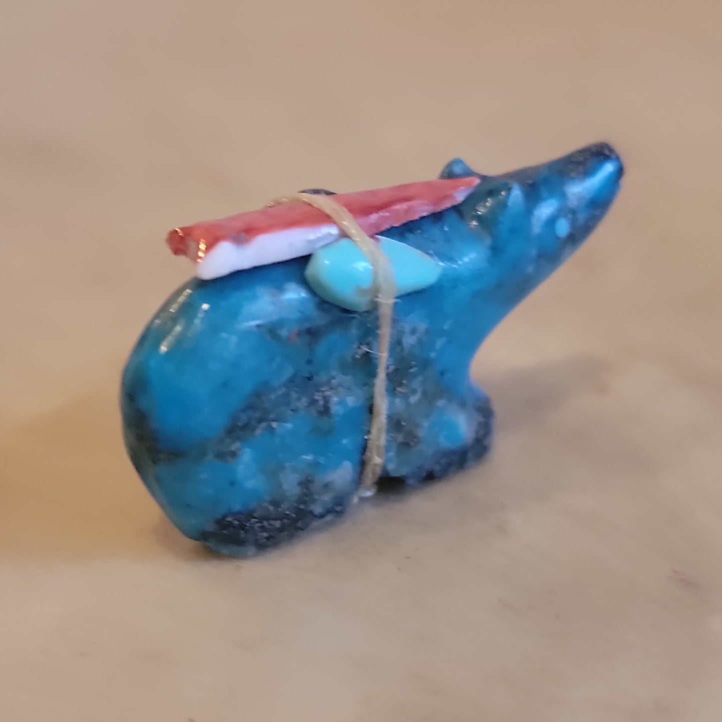 Chrysocolla Bear w/Pack Zuni Fetish