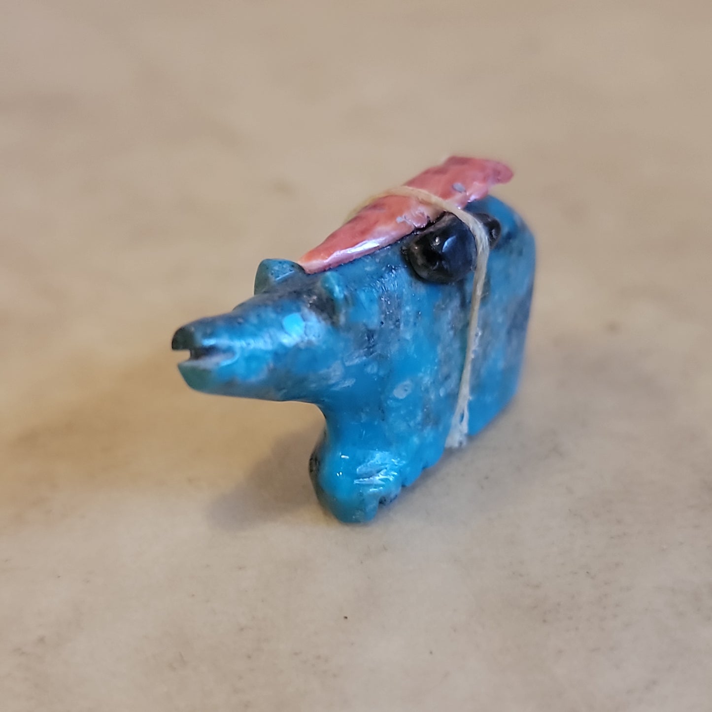 Chrysocolla Bear w/Pack Zuni Fetish