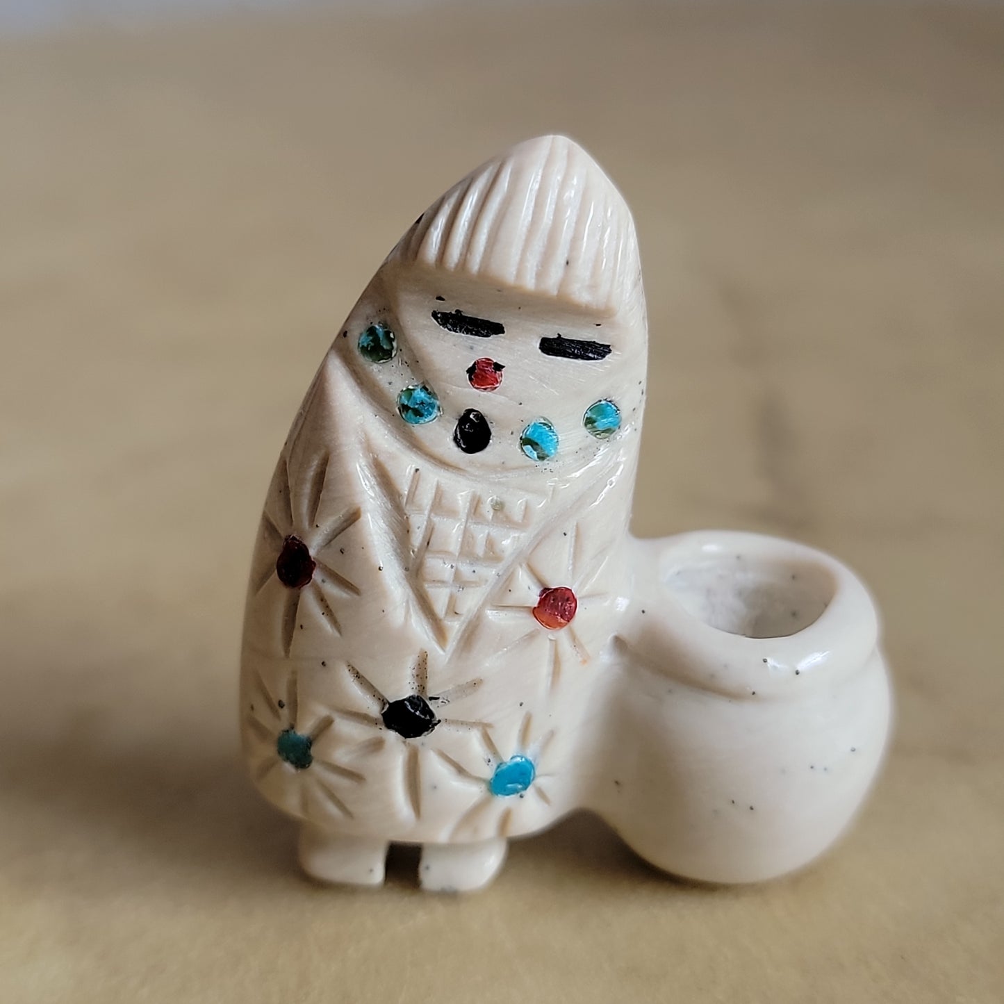 Cheryl Beyuka Serpentine Corn Maiden w/Olla Zuni Fetish