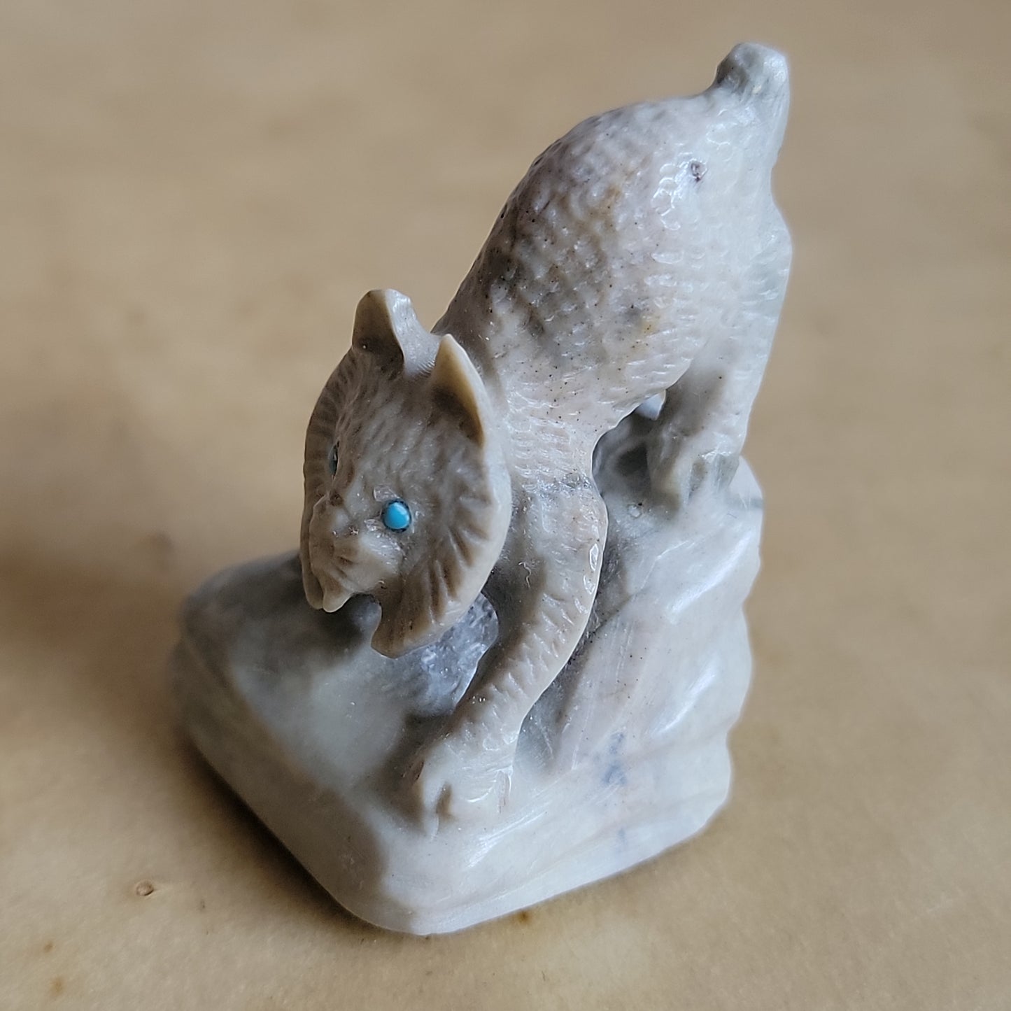 Poised Picasso Marble Bobcat Zuni Fetish