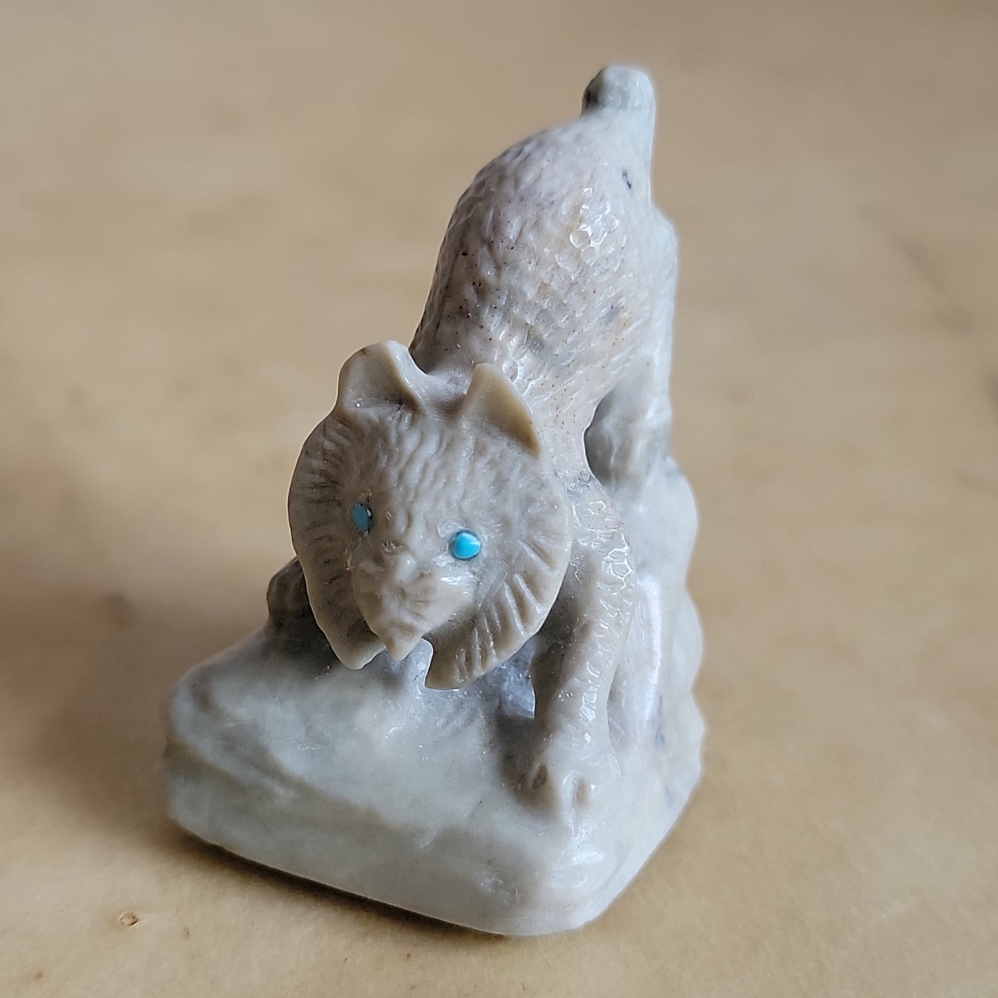 Poised Picasso Marble Bobcat Zuni Fetish