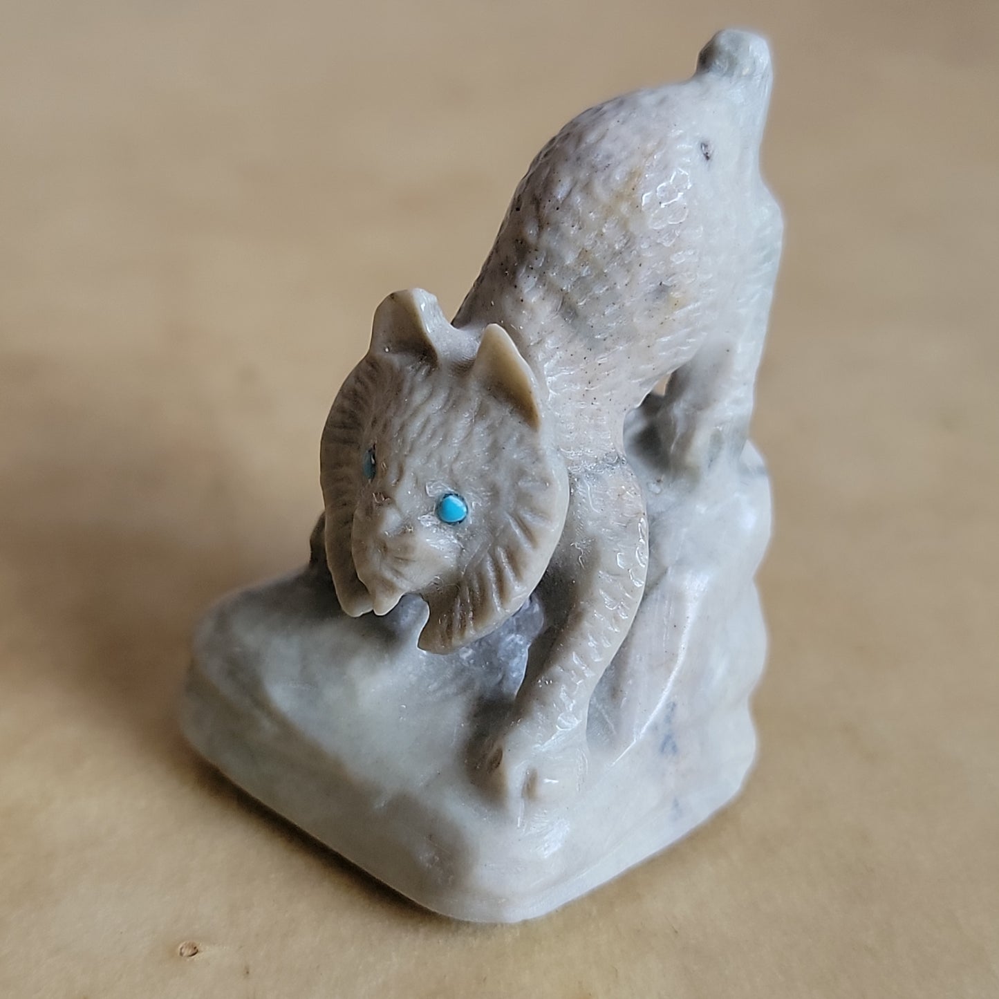 Poised Picasso Marble Bobcat Zuni Fetish