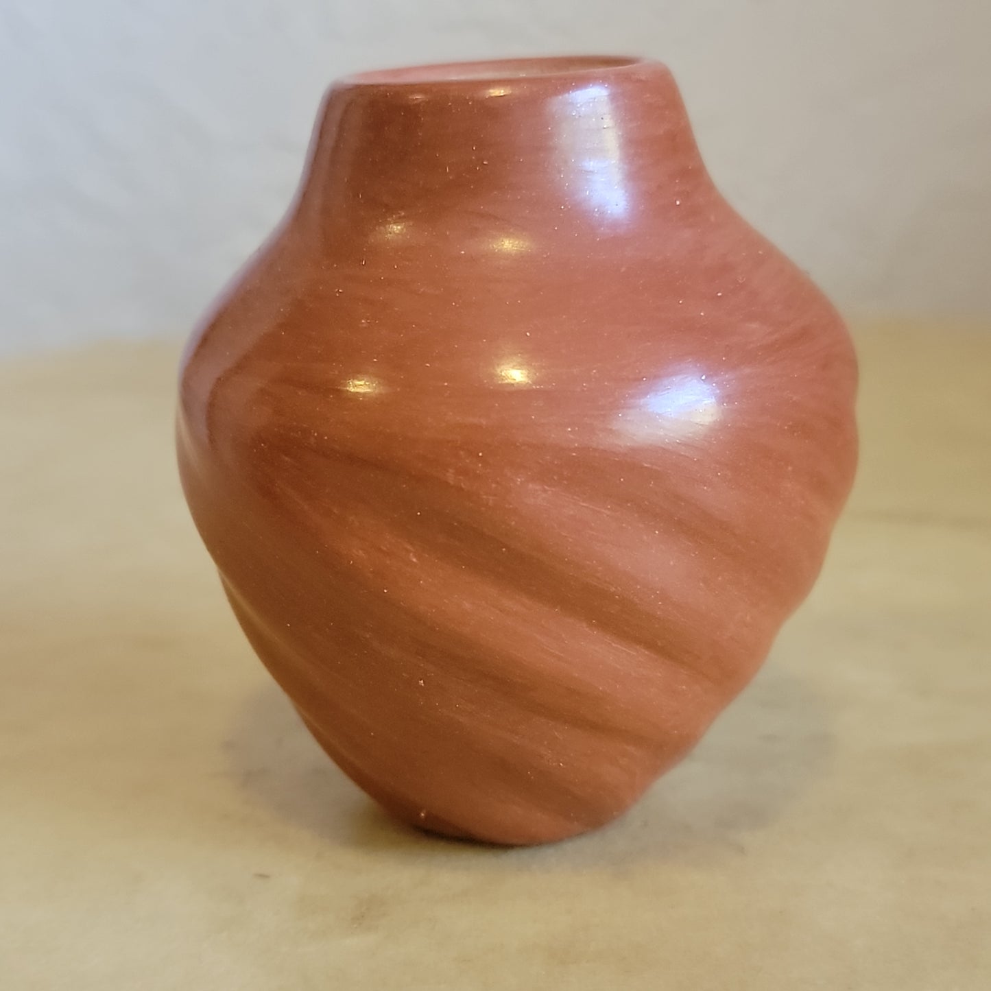 Vintage Mary Tsosie Jemez (1970s) Jemez Redware Melon Bowl Pueblo Pottery