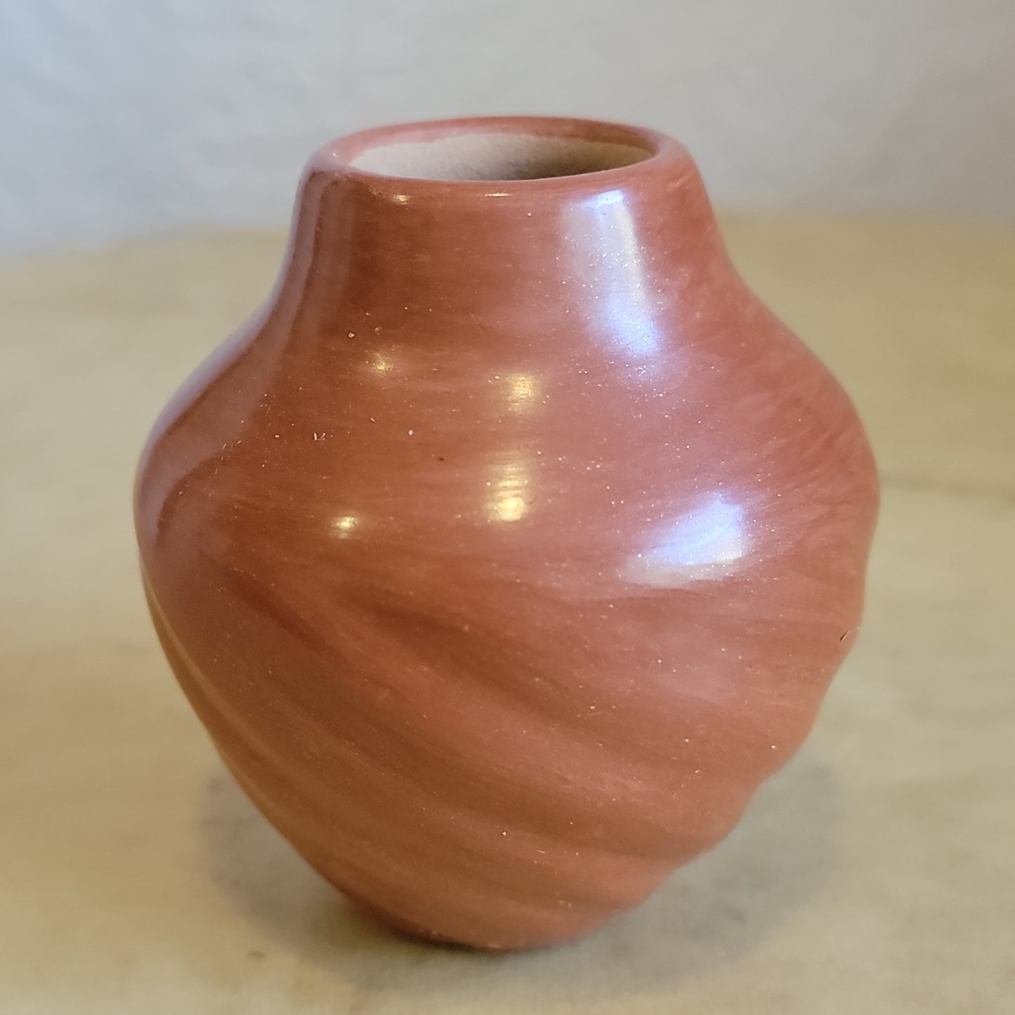 Vintage Mary Tsosie Jemez (1970s) Jemez Redware Melon Bowl Pueblo Pottery