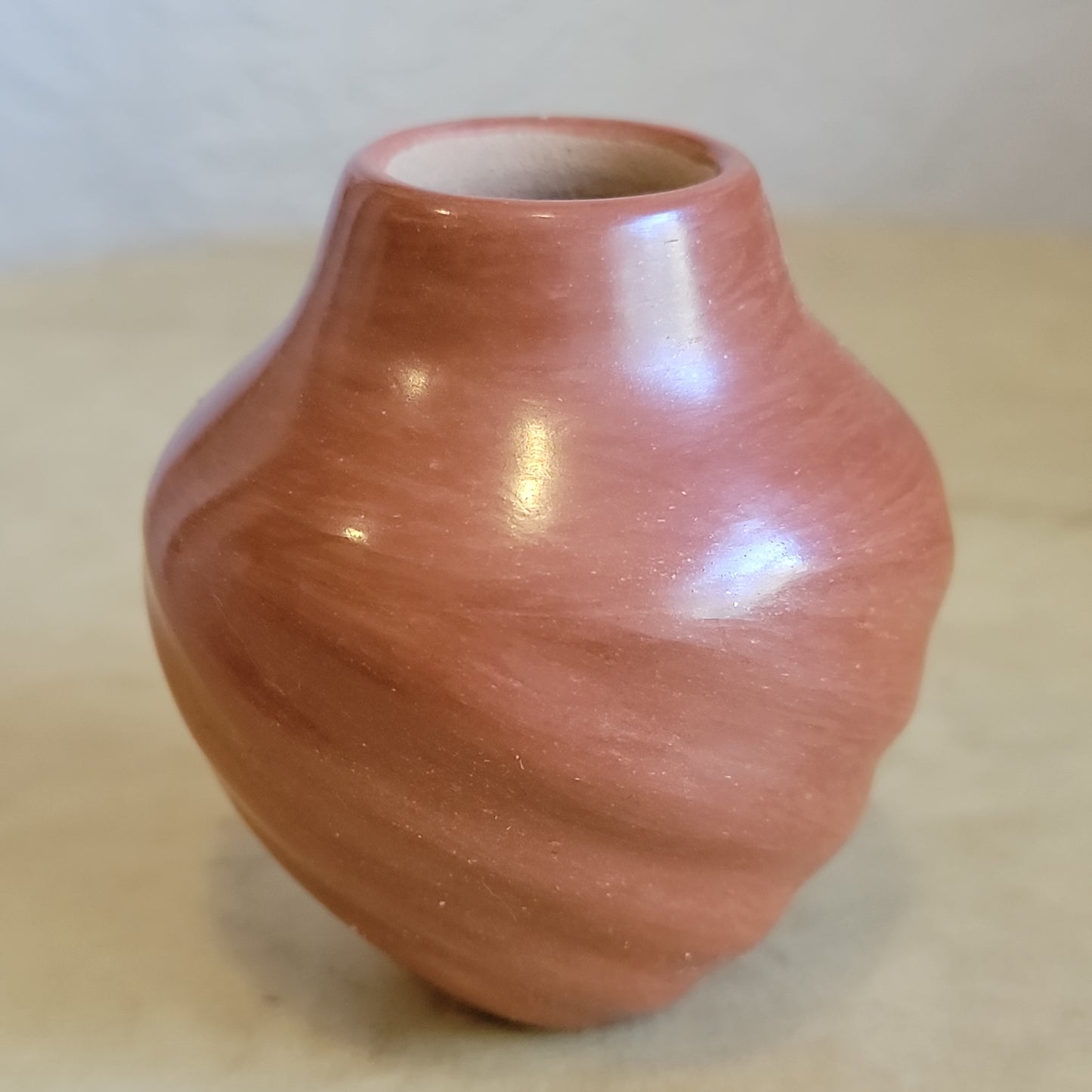 Vintage Mary Tsosie Jemez (1970s) Jemez Redware Melon Bowl Pueblo Pottery