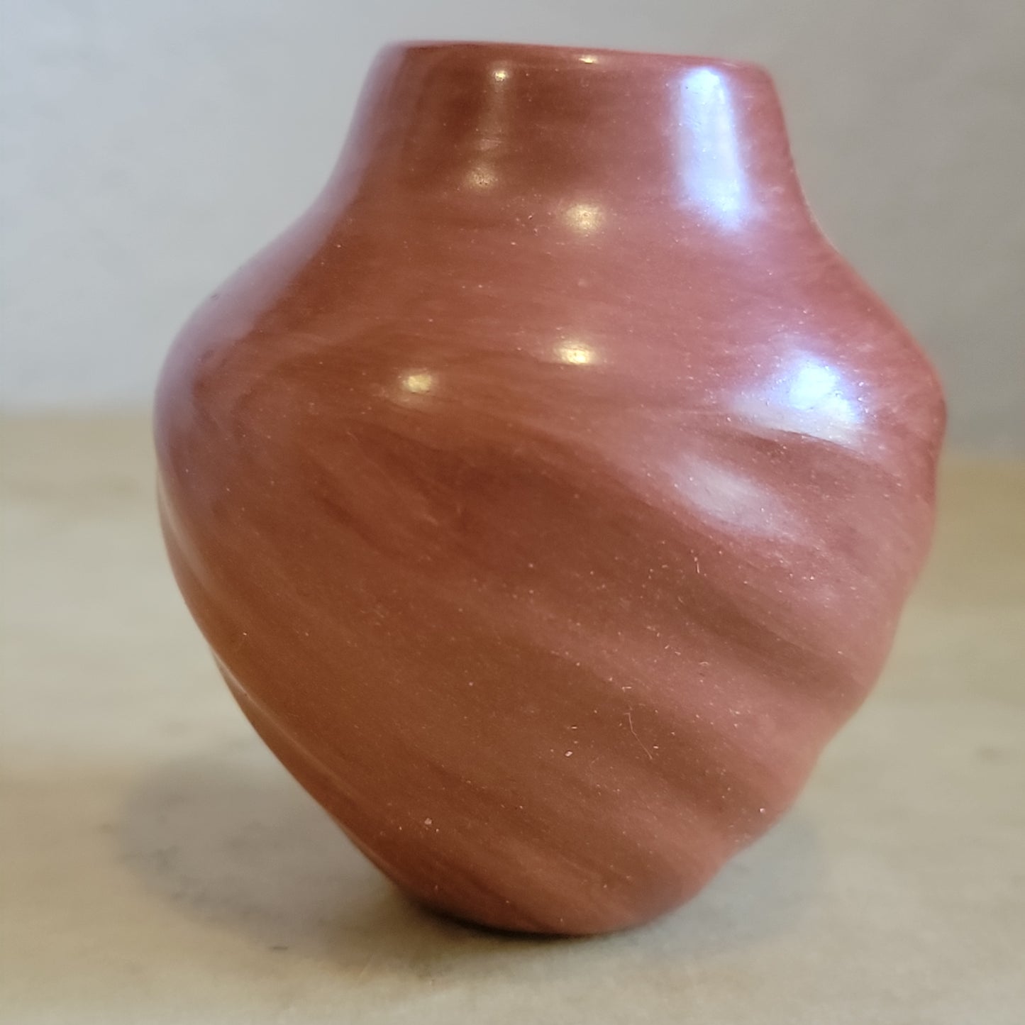 Vintage Mary Tsosie Jemez (1970s) Jemez Redware Melon Bowl Pueblo Pottery