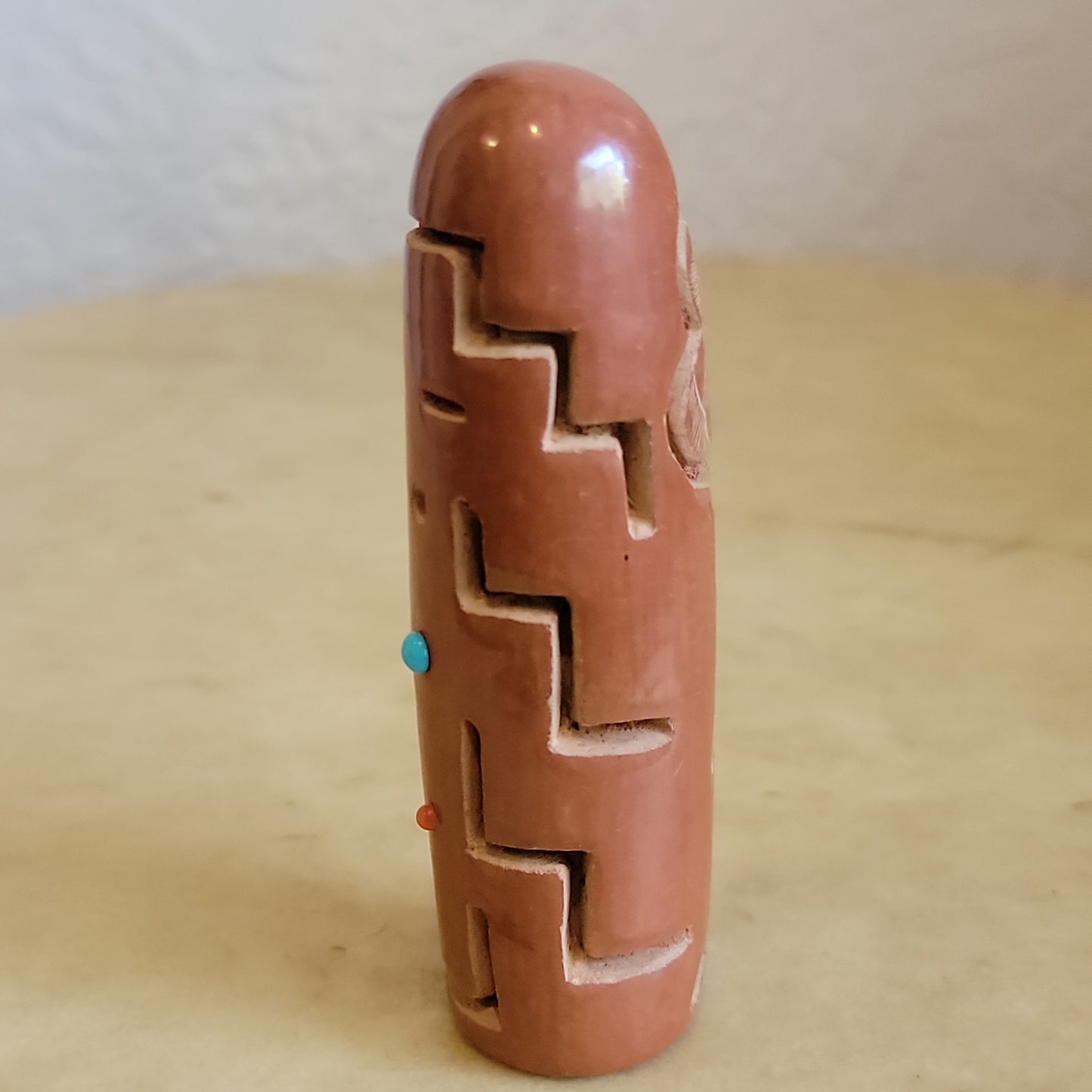 Julie Gutierrez Santa Clara Pueblo Pottery Double Sided Cylindrical Redware