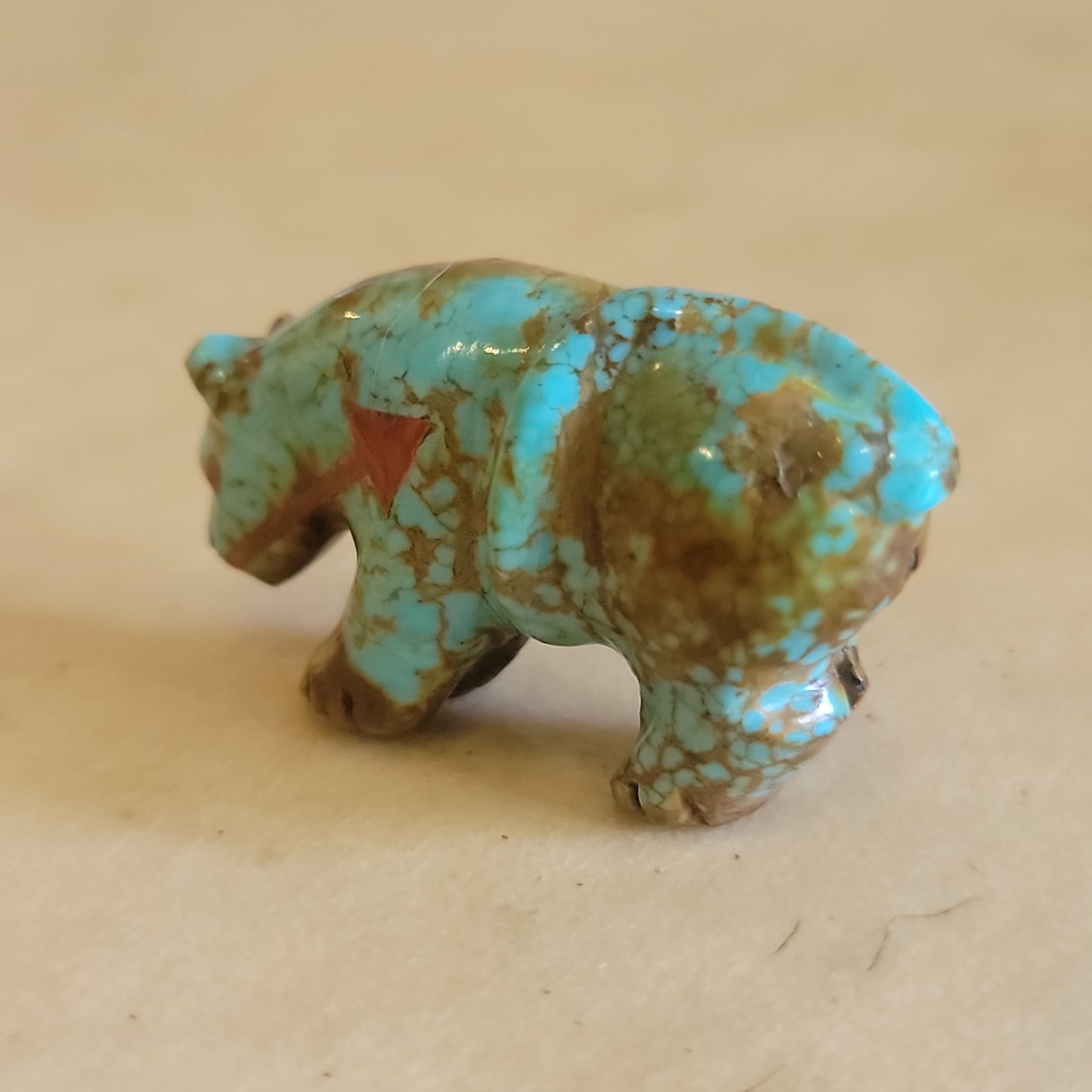 Andres Quandelacy Classic Turquoise Mountain Lion Zuni Fetish