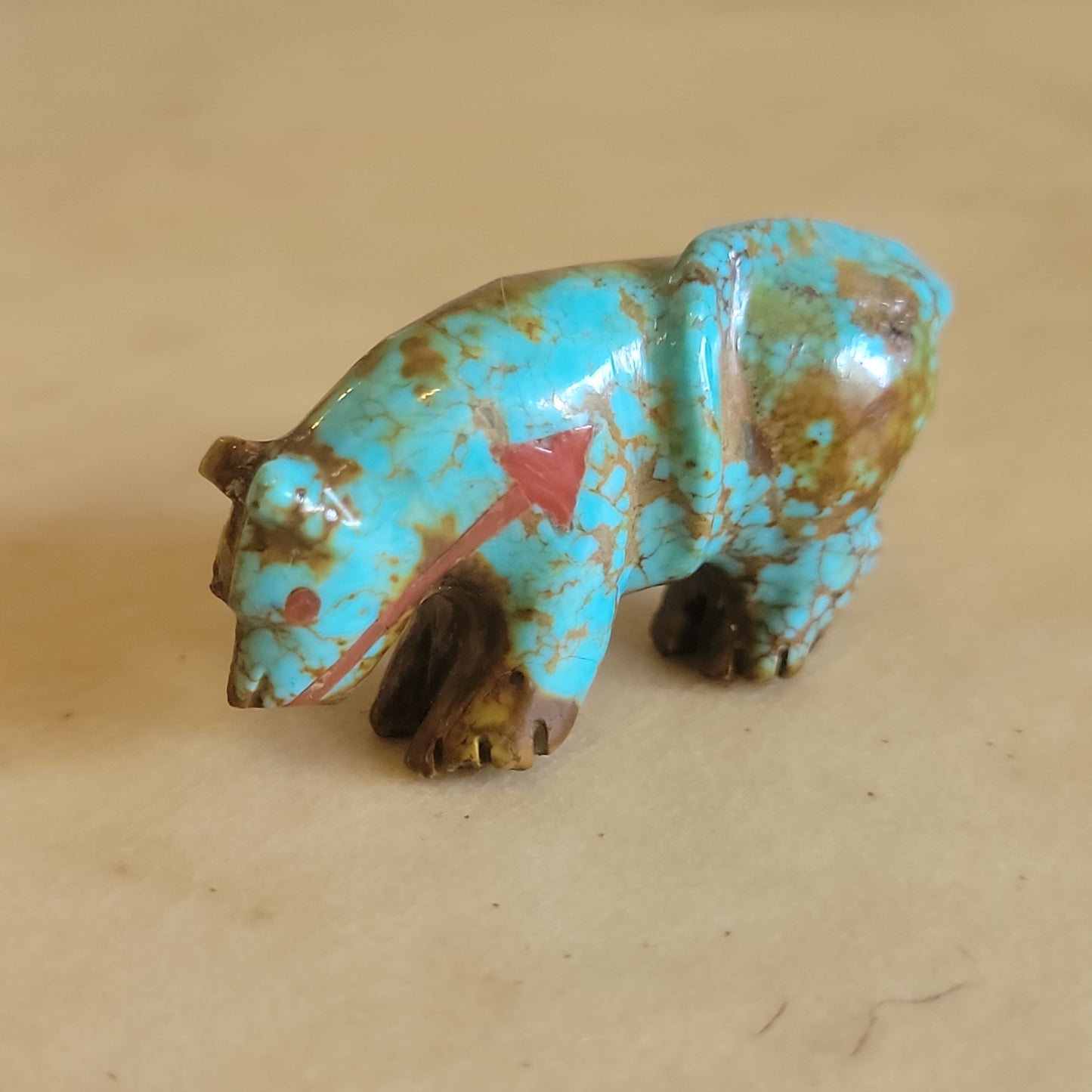 Andres Quandelacy Classic Turquoise Mountain Lion Zuni Fetish