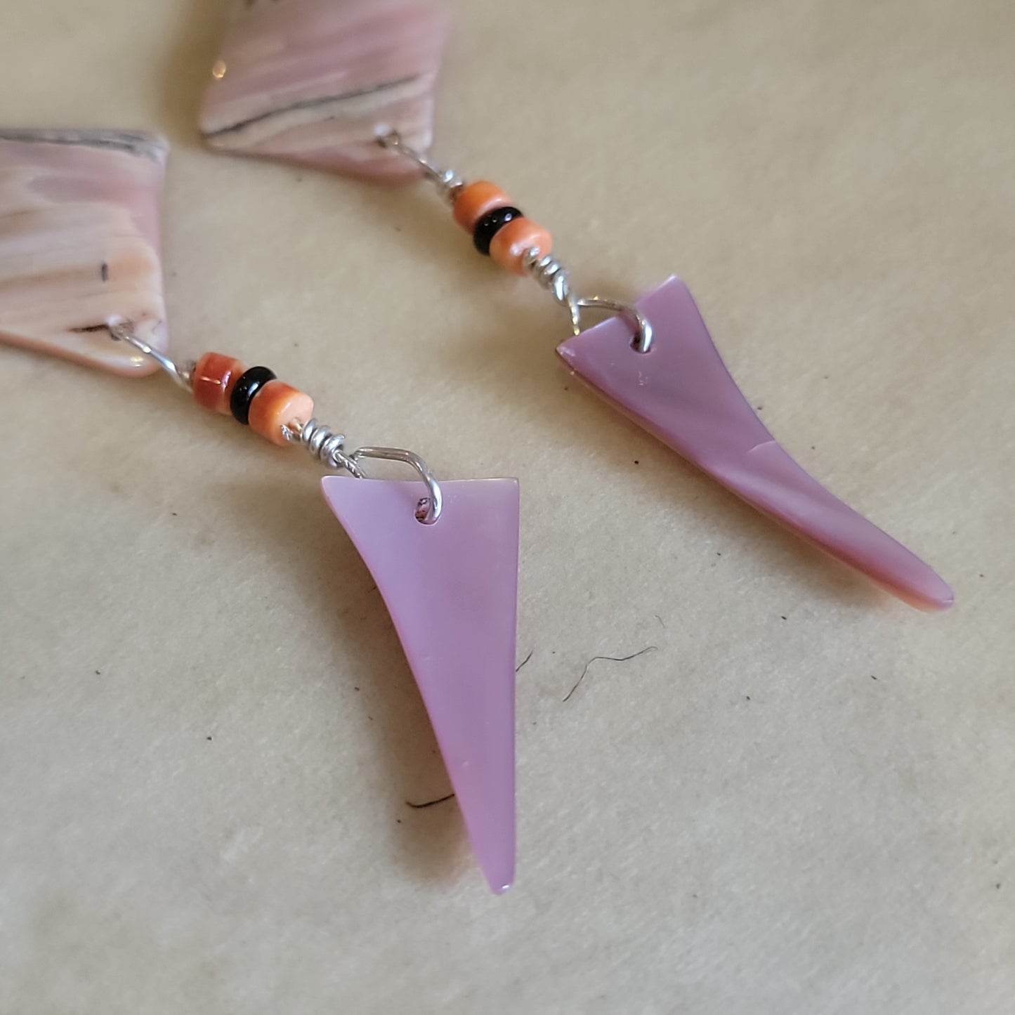 Zuni Dangle Mosaic Inlay Earrings Indian Jewelry