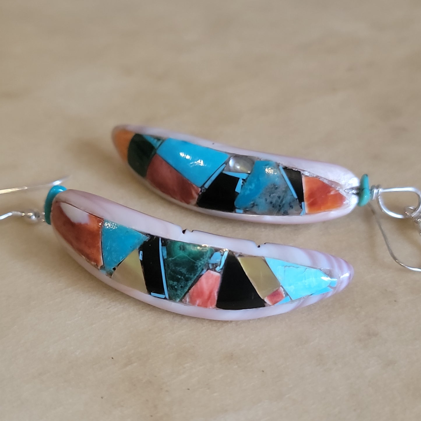 Double Sided Zuni Maiden/Mosaic Earrings Indian Jewelry