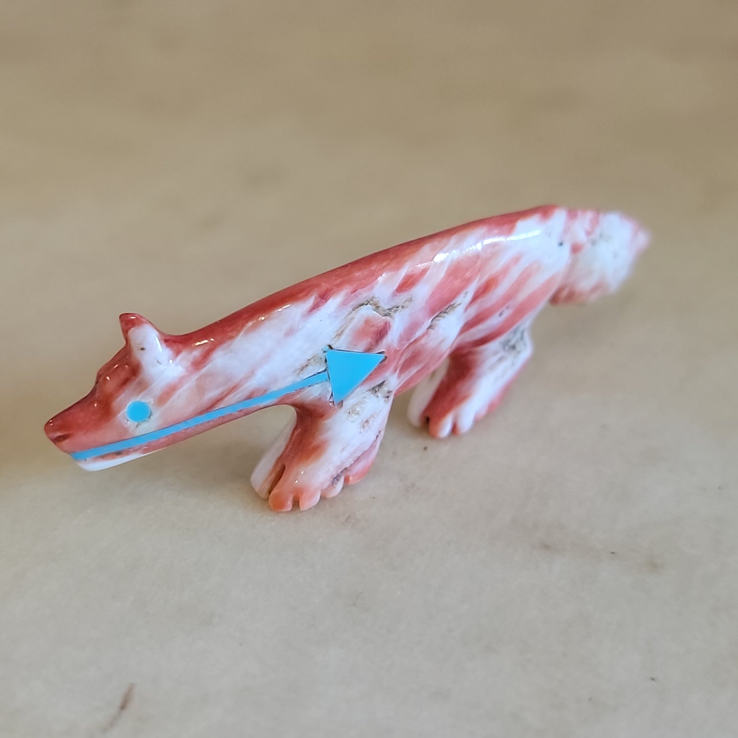 Spiny Oyster Shell Wolf Zuni Fetish