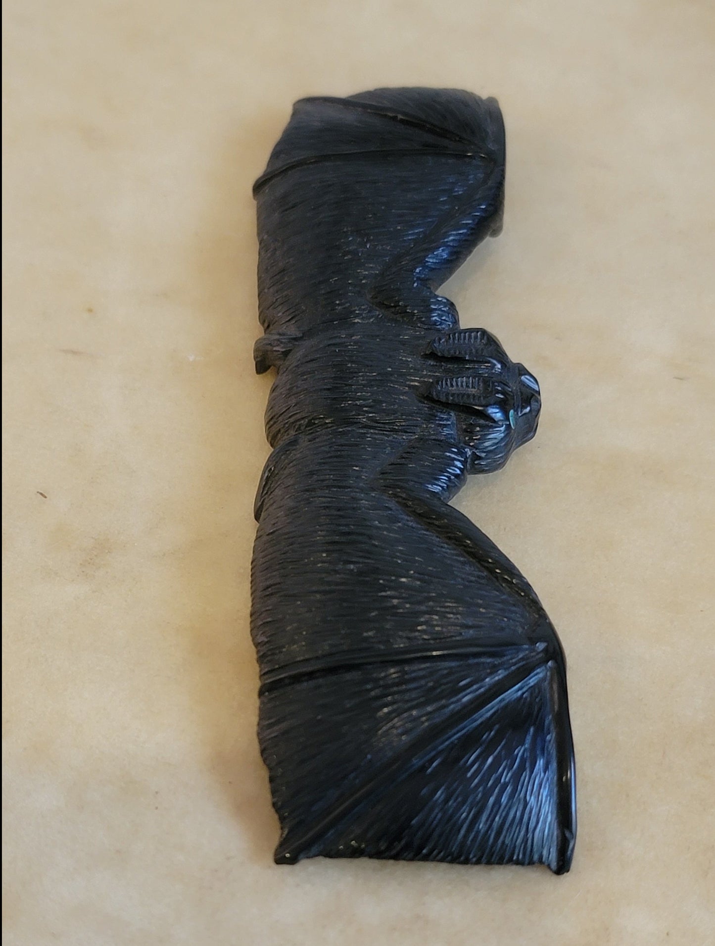 Brian Yatsattie FABULOUS Large Jet Bat Zuni Fetish