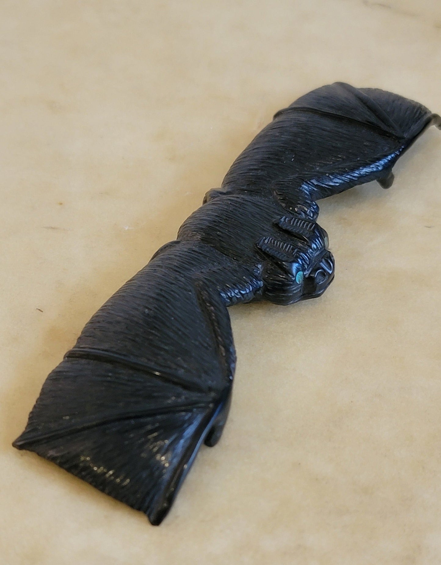 brain yatsattie large jet zuni fetish bat