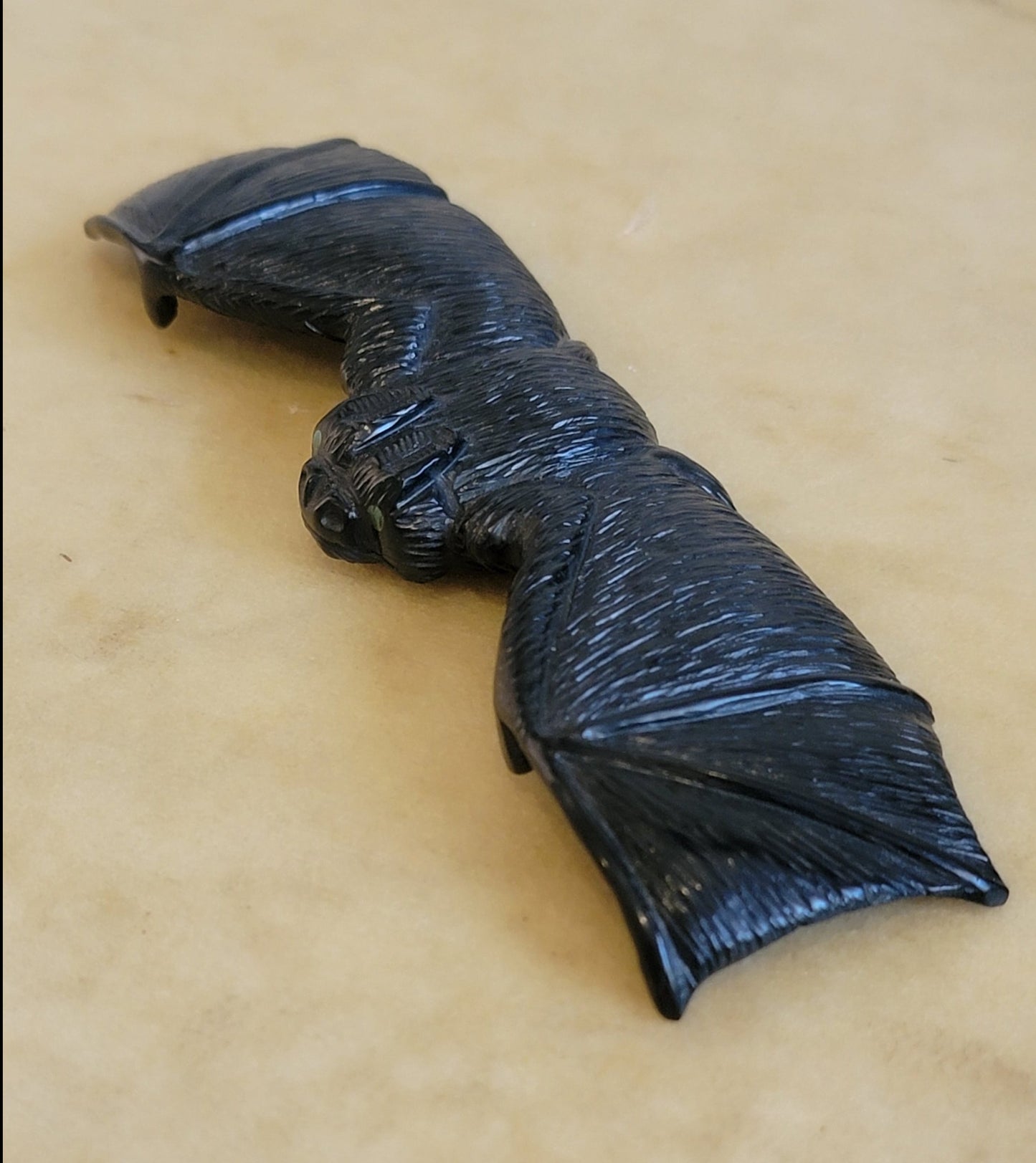 Brian Yatsattie FABULOUS Large Jet Bat Zuni Fetish