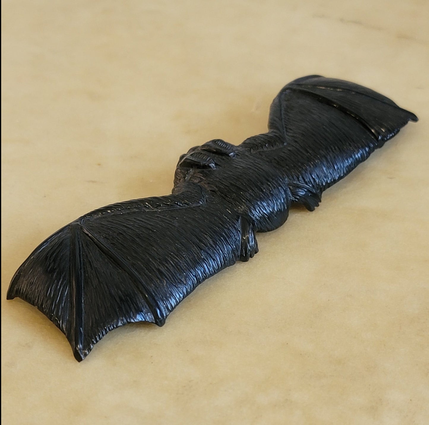 Brian Yatsattie FABULOUS Large Jet Bat Zuni Fetish