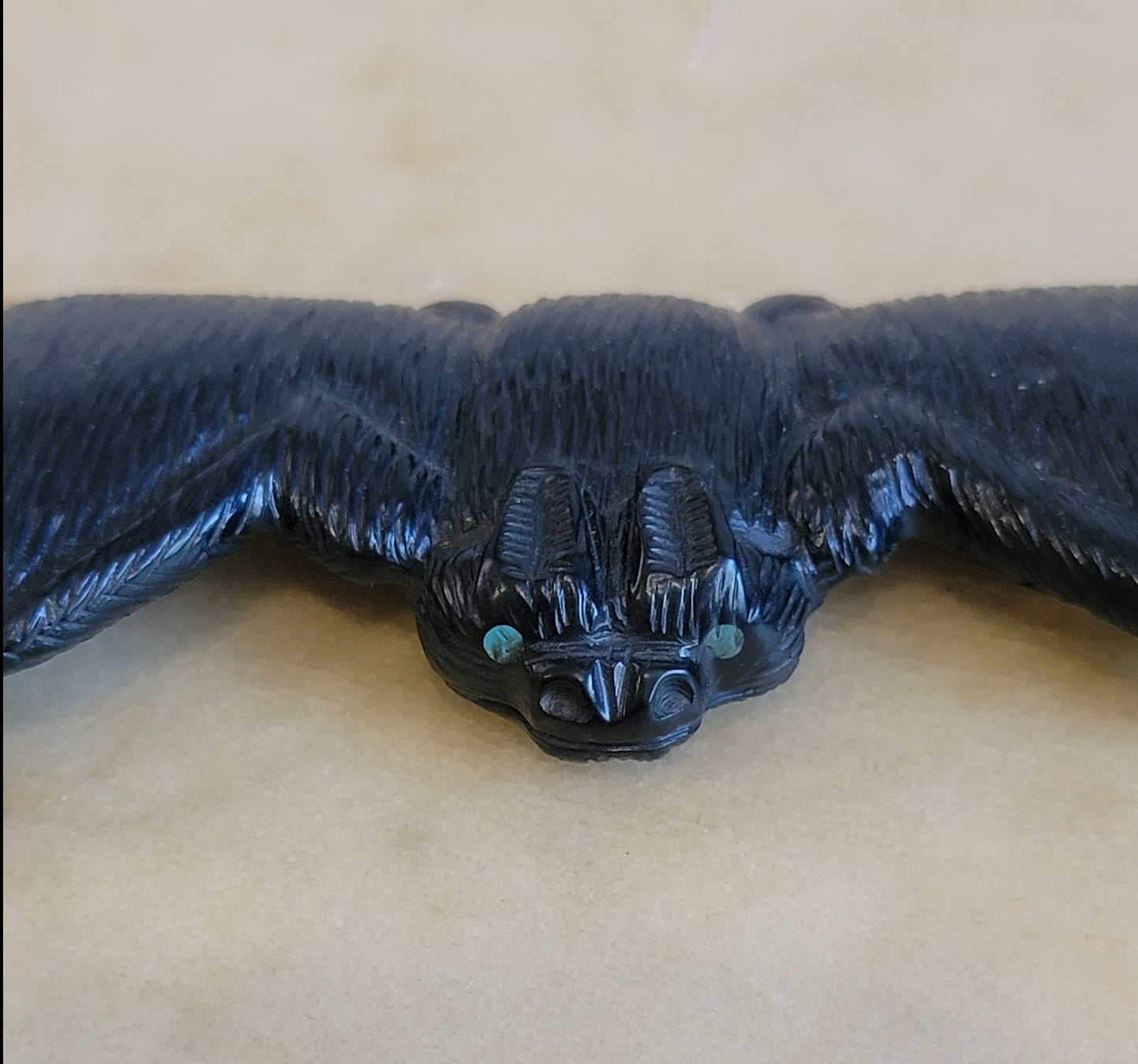 Brian Yatsattie FABULOUS Large Jet Bat Zuni Fetish