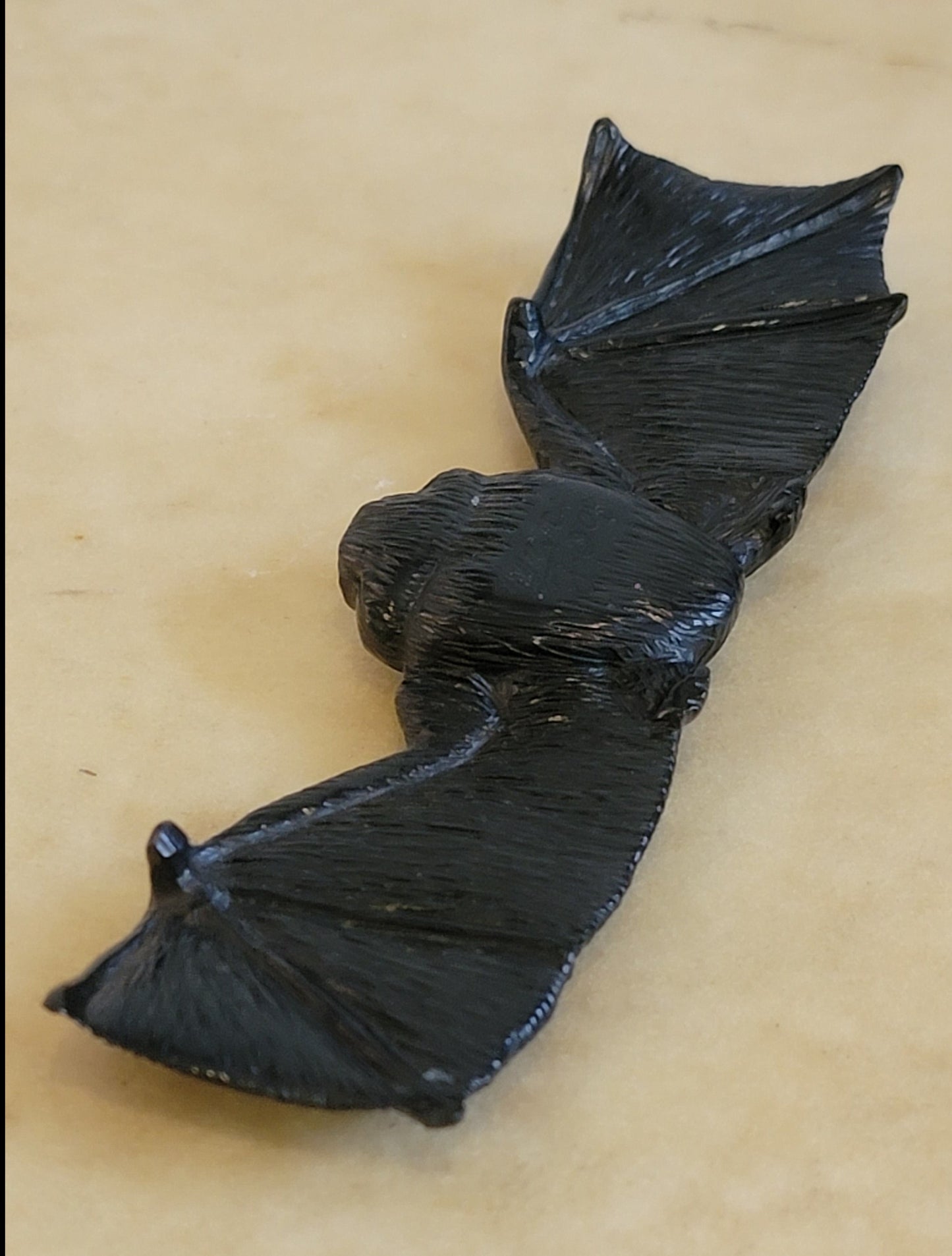 Brian Yatsattie FABULOUS Large Jet Bat Zuni Fetish