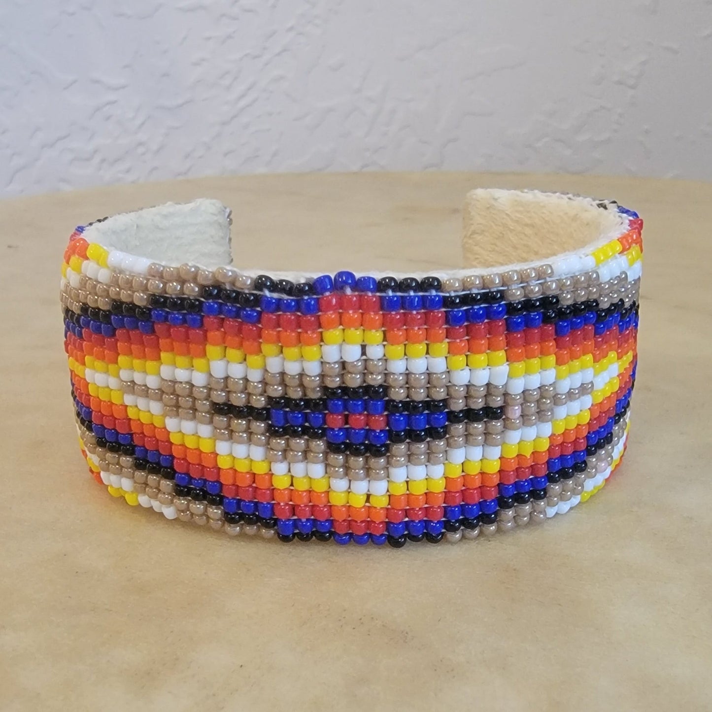 Zane Johnson Beaded Bracelet Navajo Fire Colors Indian Beadwork