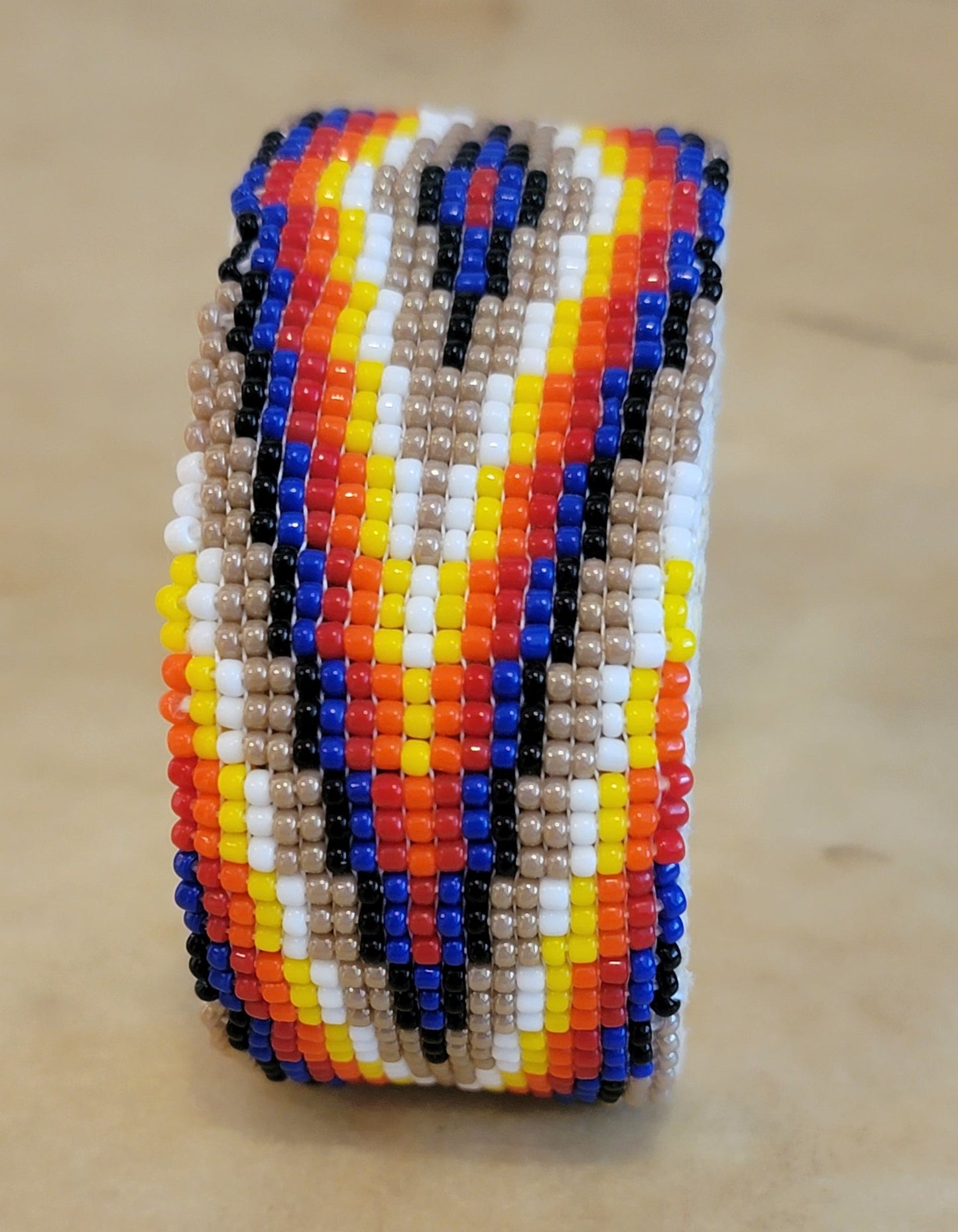 Zane Johnson Beaded Bracelet Navajo Fire Colors Indian Beadwork